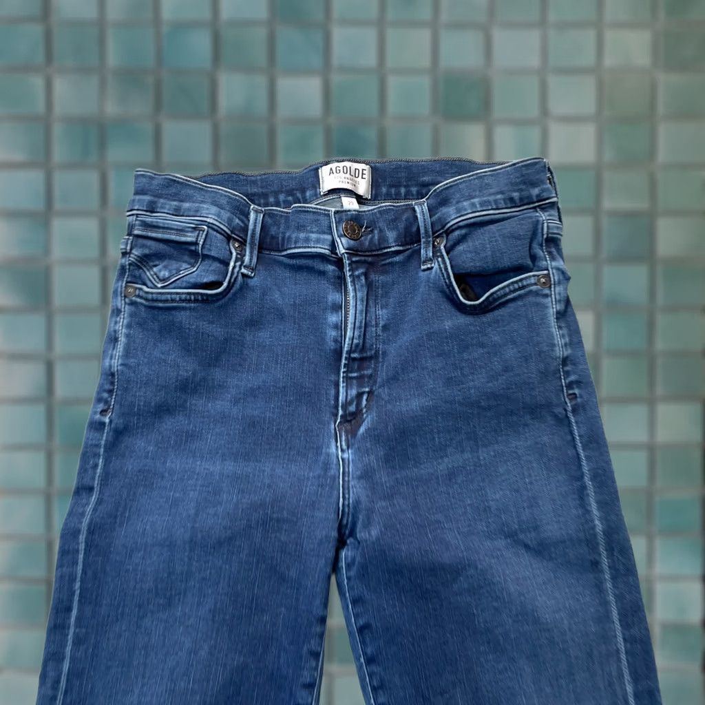 Agolde AGOLDE Jeans Womens 29 Blue Sophie High Rise Skinny Leg Cropped Cotton Raw Hem Size 29" - 1 Thumbnail