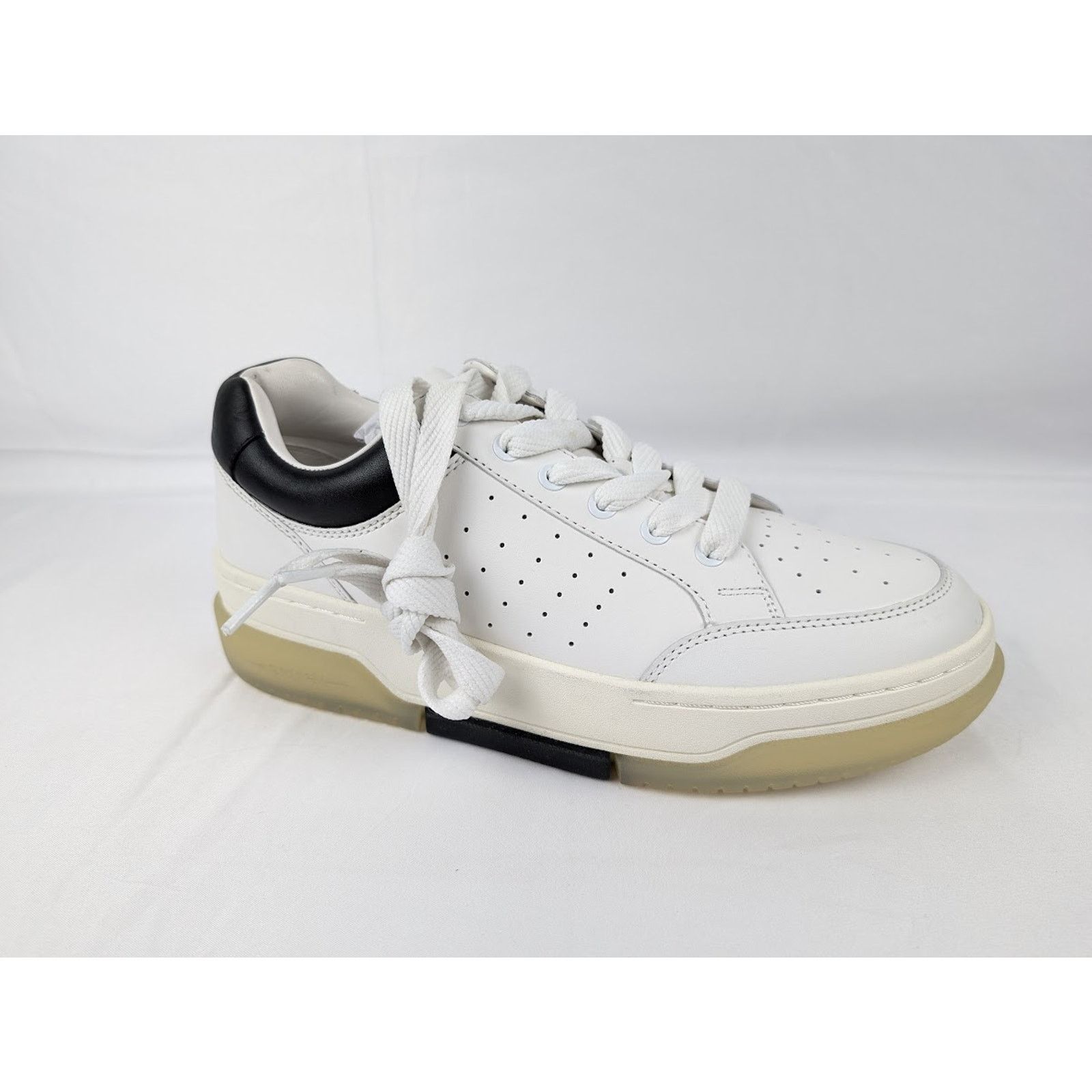 Amiri o1rshd1 Stadium Low Top Sneakers in White/Black Size US 13 / EU 46 - 2 Thumbnail