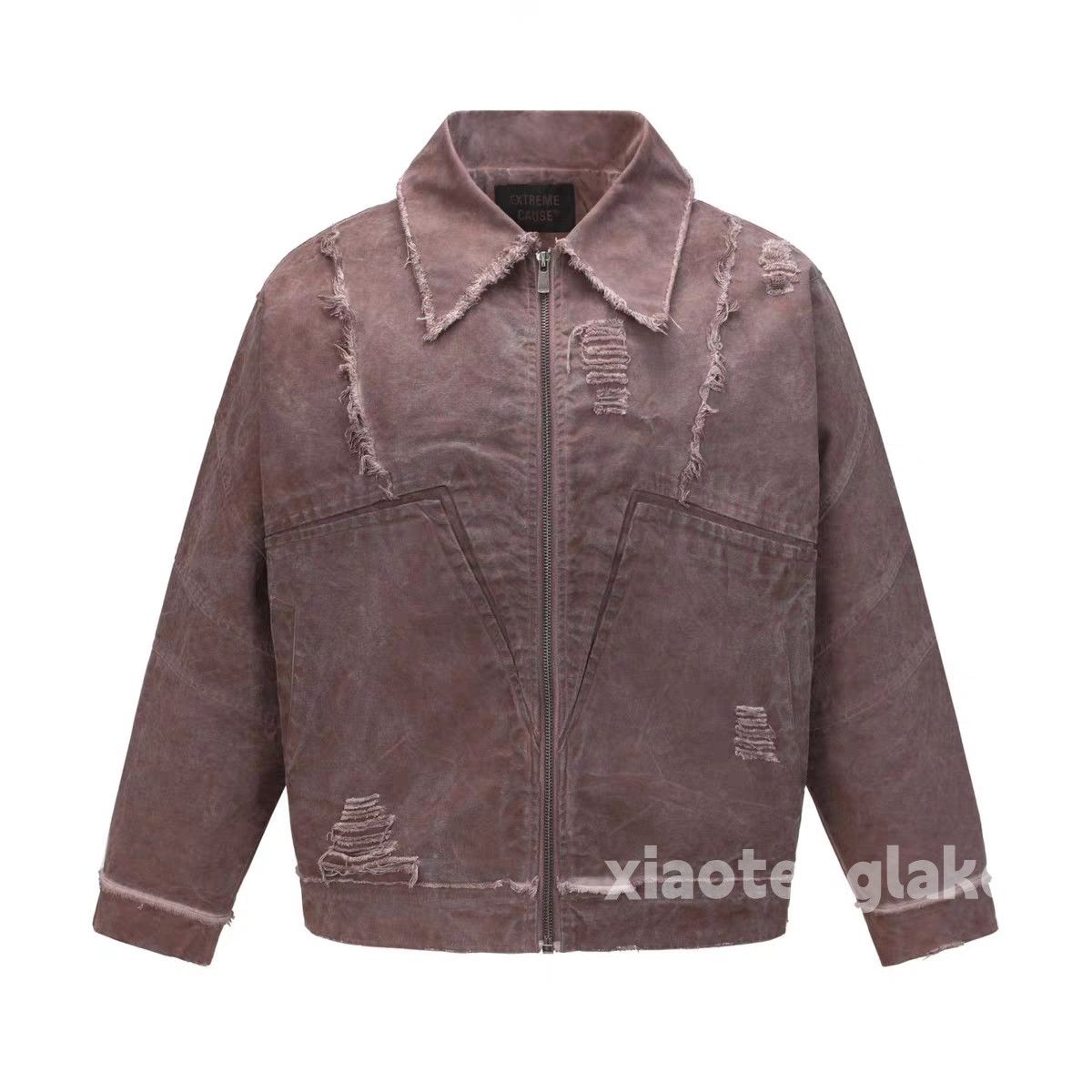 Unisex washed faded loose punk hiphop cargo jacket