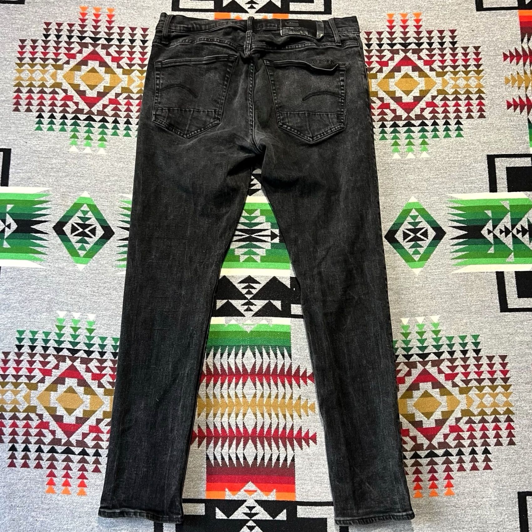 G-Star G Star Raw Jeans Mens 36x32 Black 3301 Slim Stretch Button Fly Denim D3 Size US 36 / EU 52 - 2 Thumbnail