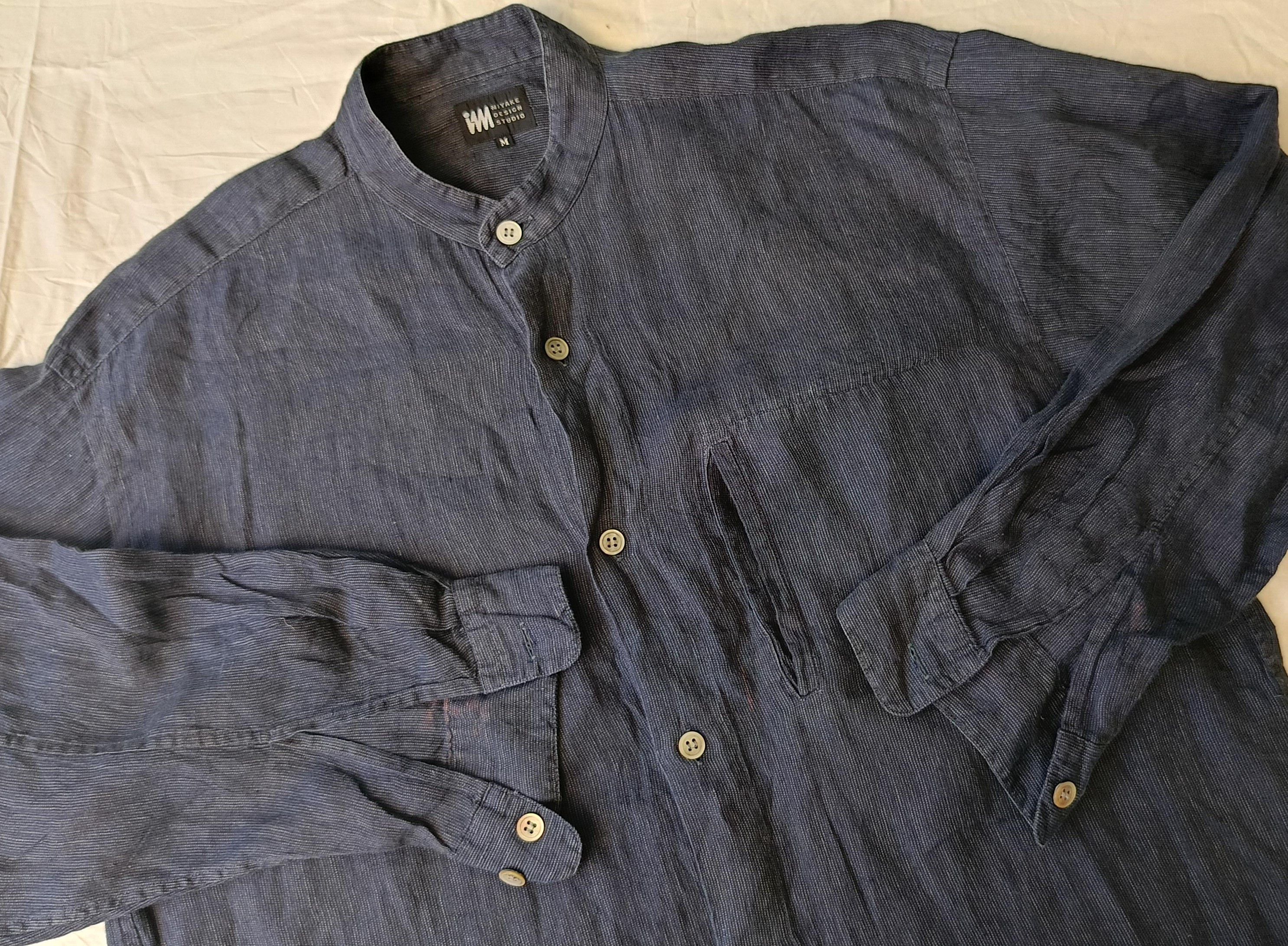Issey Miyake Issey Miyake IM studio Japan mandarin navy blue linen shirt Size US M / EU 48-50 / 2 - 9 Thumbnail