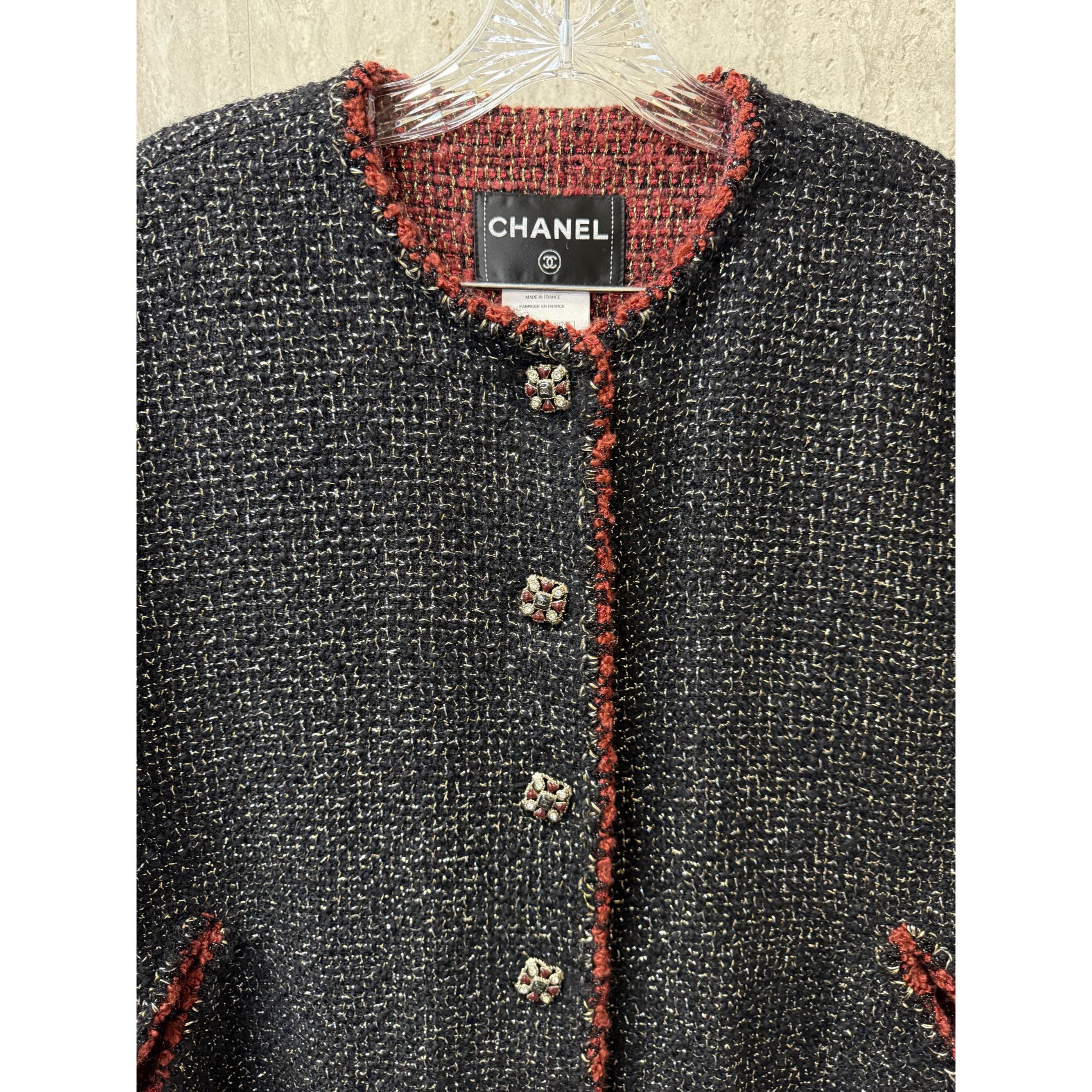 Chanel Chanel Womens Tweed Cape Jacket Black/Red Trim Wool Blend Si Size XS / US 0-2 / IT 36-38 - 10 Thumbnail