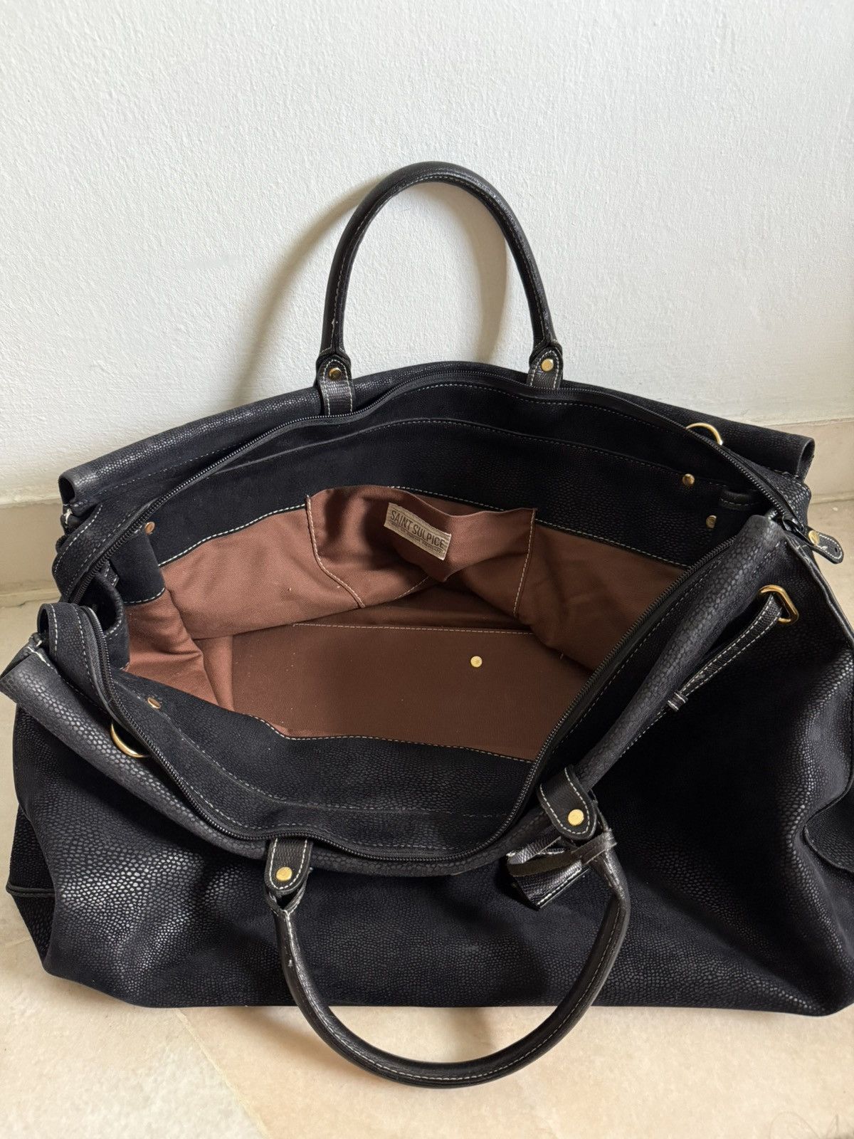 Vintage Black large leather Birkin tote bag Size ONE SIZE - 12 Thumbnail