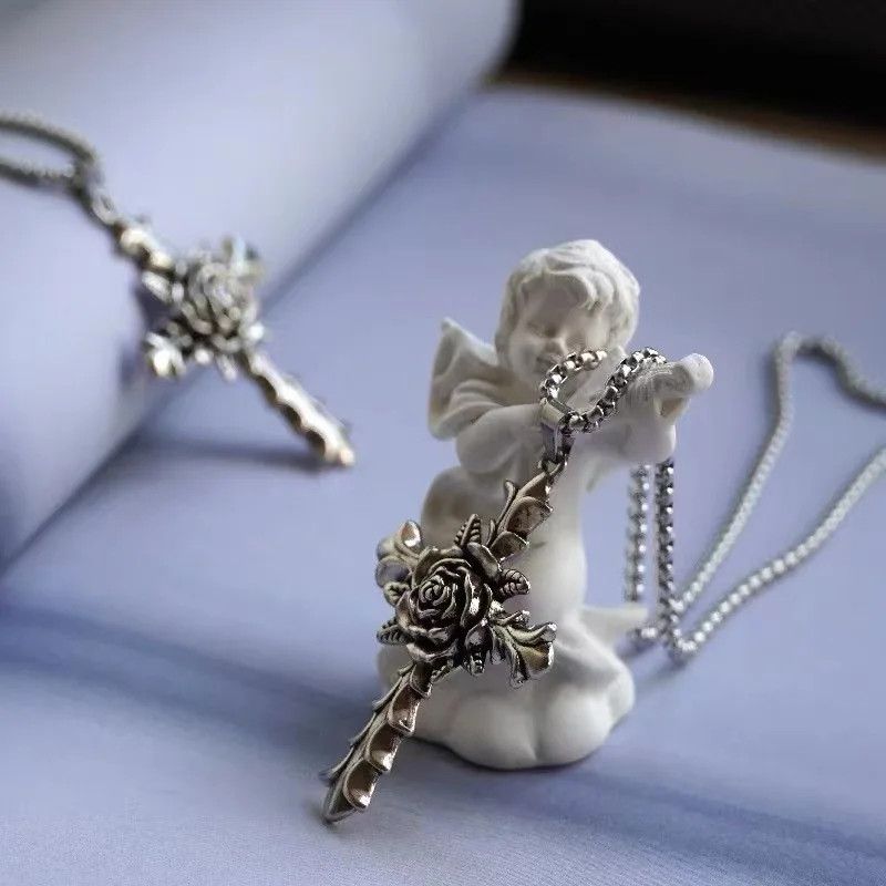Jewelry Rose Cross Pendant Necklace Size ONE SIZE - 4 Thumbnail