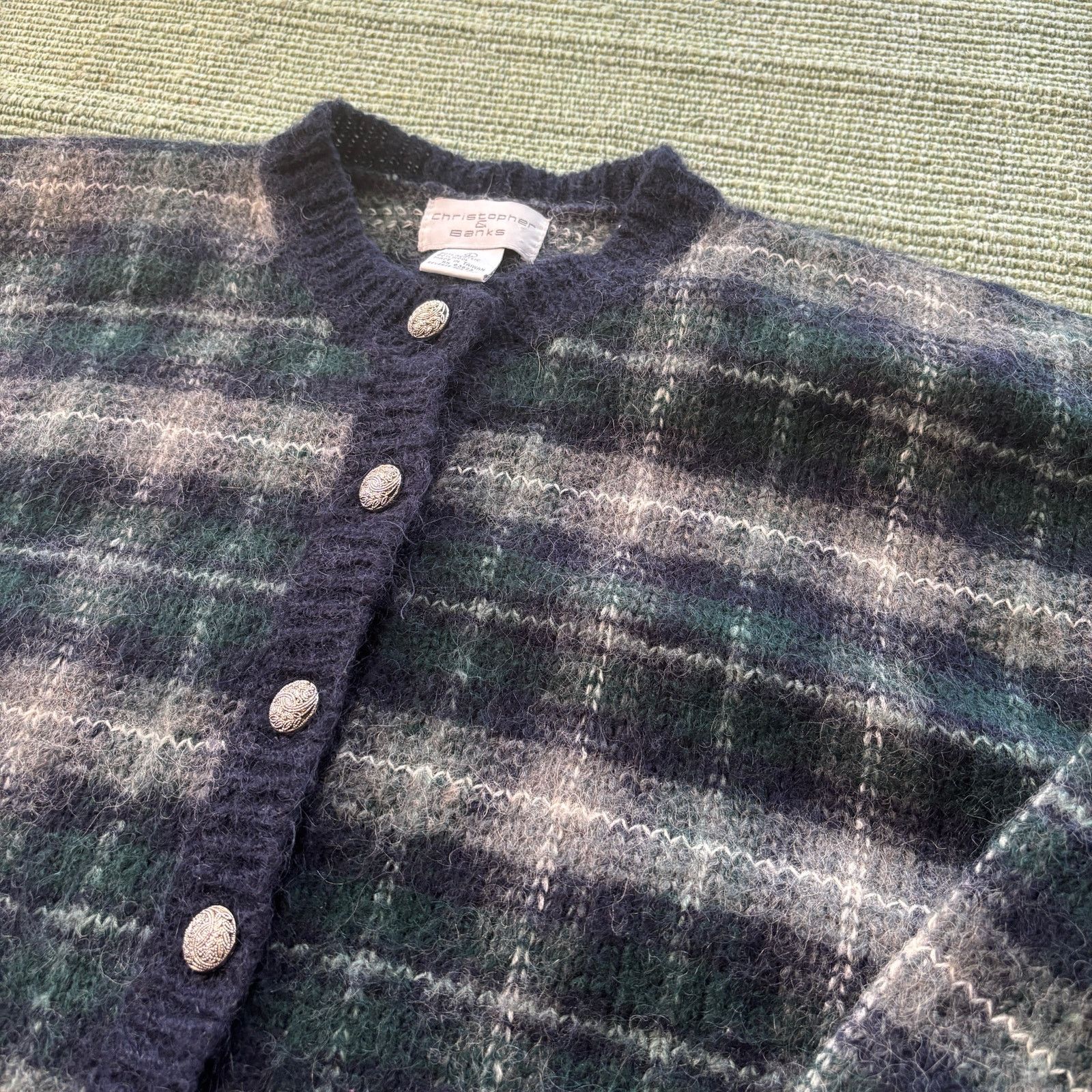 Vintage Vintage 90s/Y2K Christopher & Banks Wool Plaid Cardigan Size L / US 10 / IT 46 - 6 Thumbnail