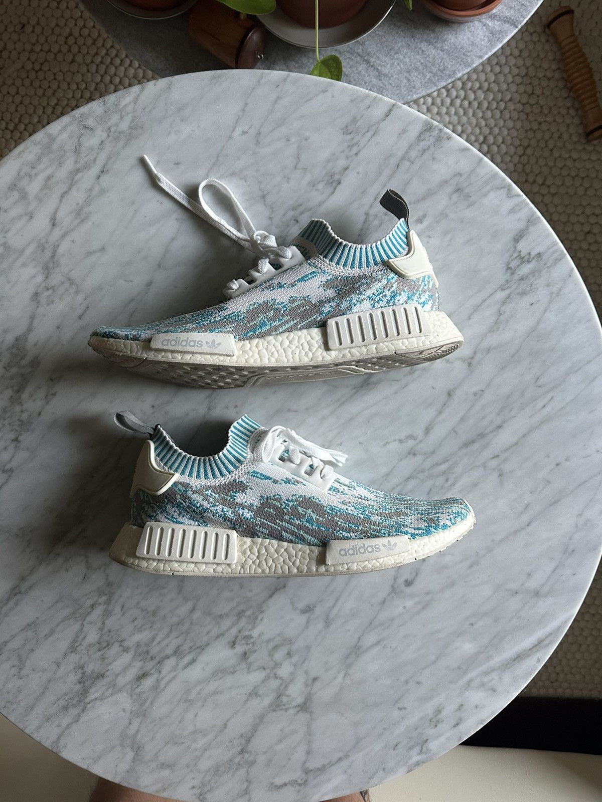 Adidas × Sneakersnstuff Adidas x SNS NMD R1 Datamosh Clear Aqua Size US 12.5 / EU 45-46 - 2 Thumbnail