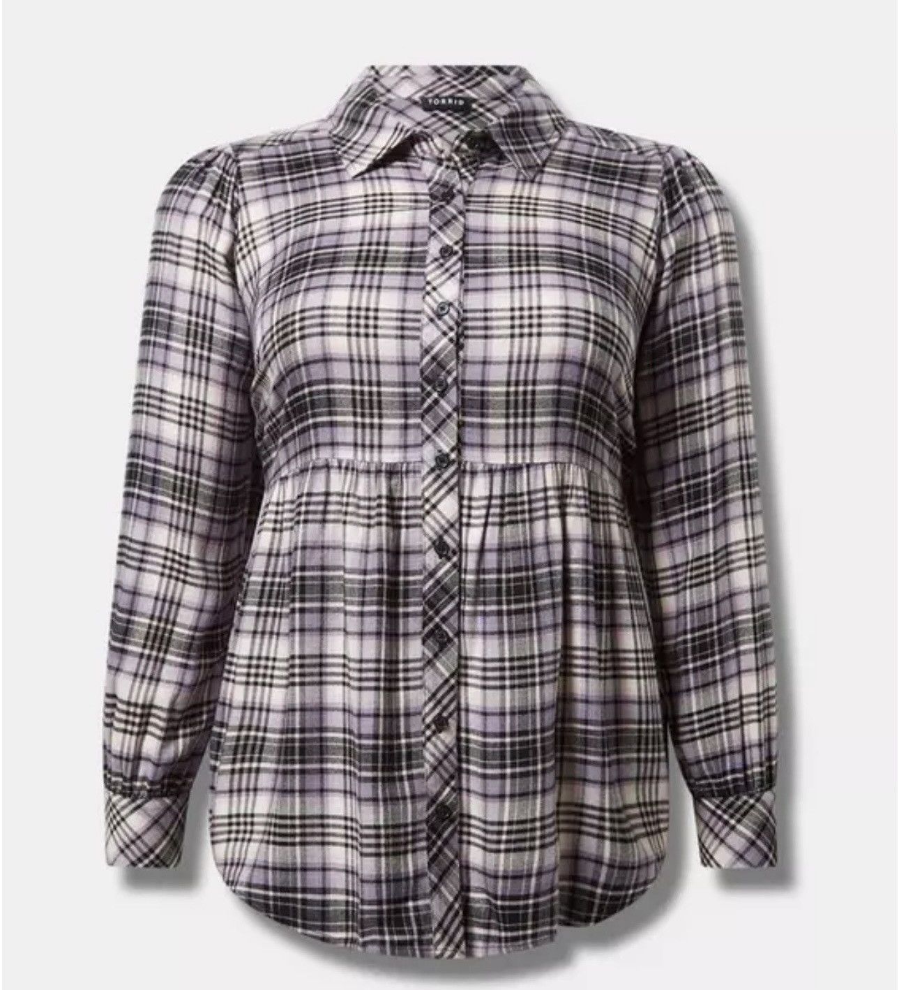 Torrid Softest Flannel Tie Back Button Up Tunic Size ONE SIZE - 5 Thumbnail