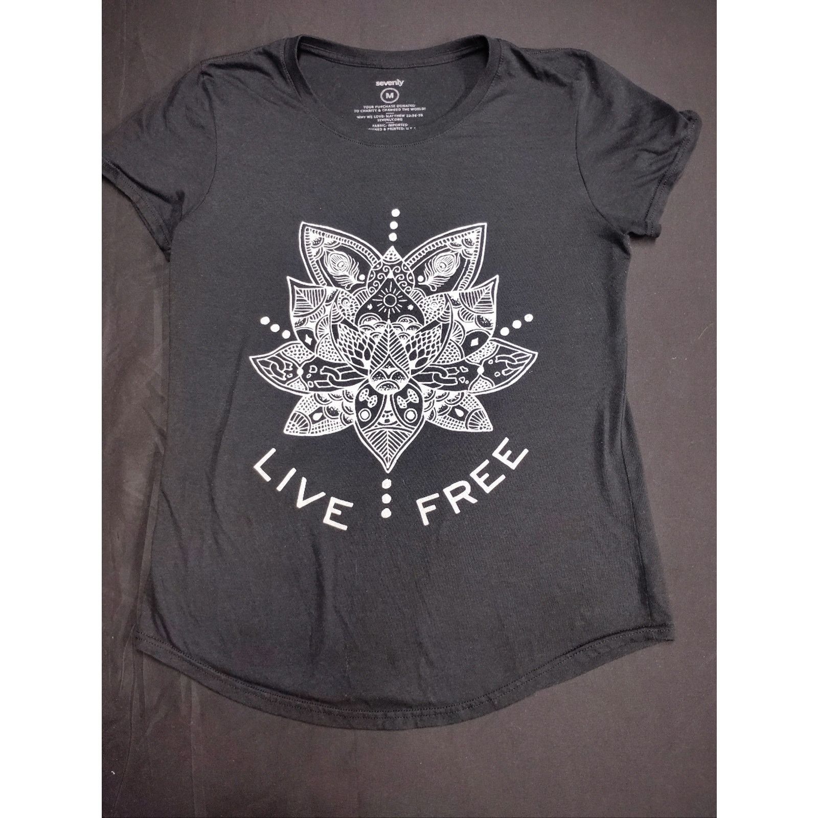 Seventh Live Free Black Graphic Yoga Tee Size M / US 6-8 / IT 42-44 - 1 Thumbnail