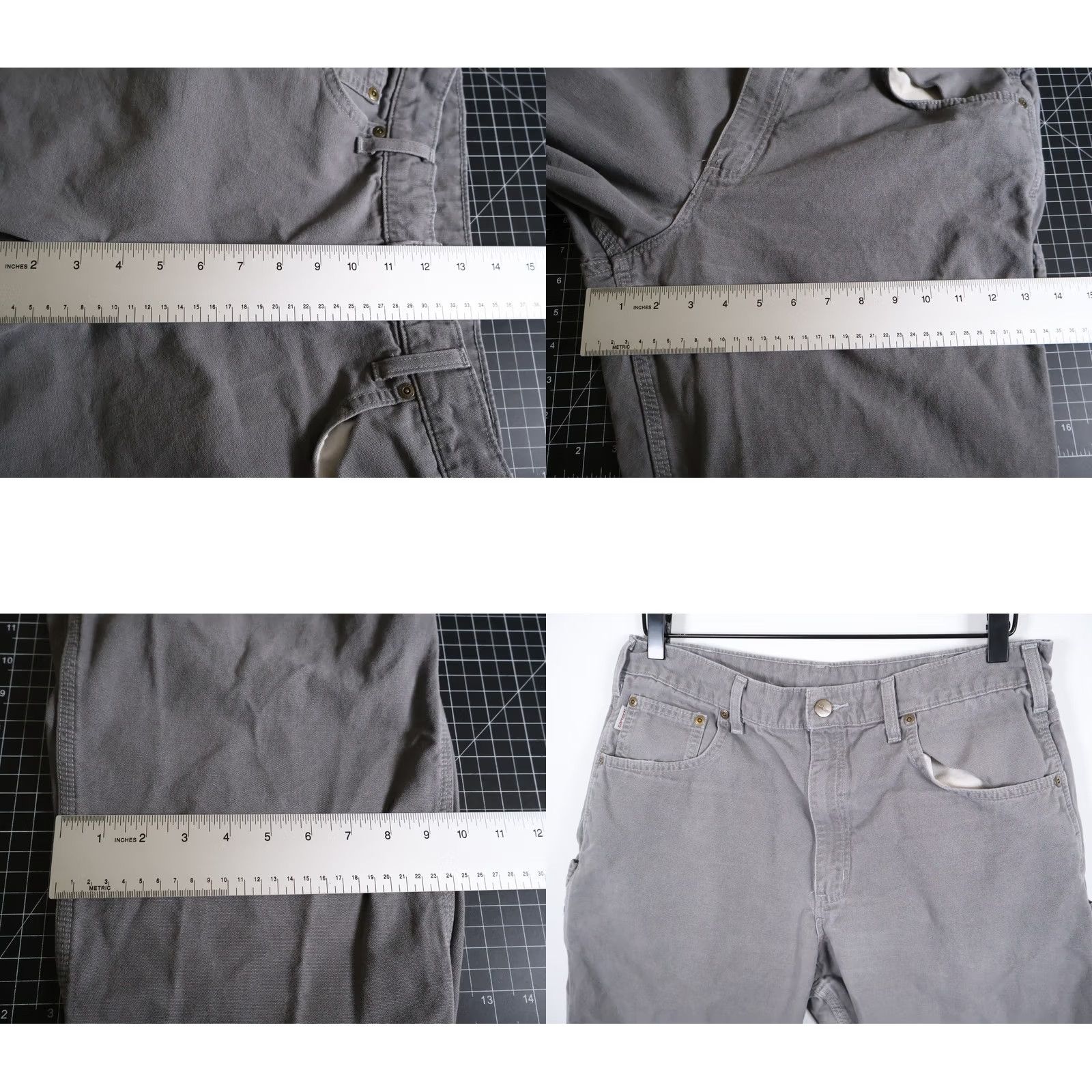 Carhartt Carhartt Loose Fit Carpenter Pants Mens 32 33 Gray Cotton Zip Flat Front Straight Leg 33 Inseam B159-CHR USA Vintage No Size US 33 - 8 Thumbnail