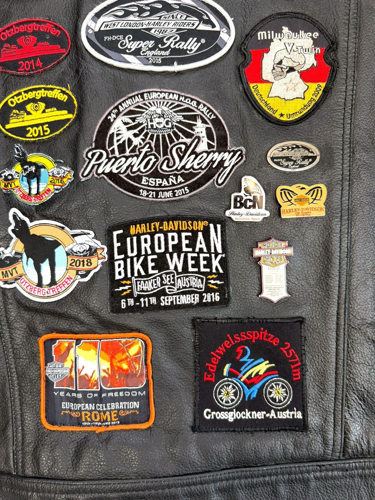 Genuine Leather Vintage Black Patch Biker leather vest Harley Davidson style Size US XXL / EU 58 / 5 - 9 Thumbnail