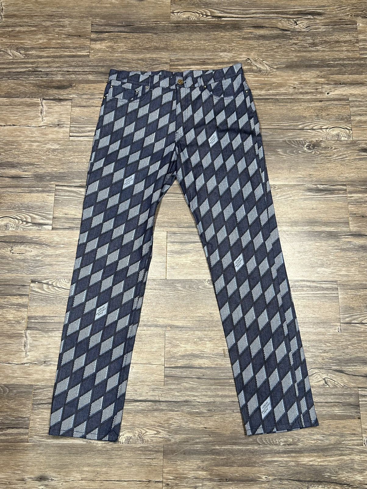 image of Louis Vuitton Diamond Rhombus Pants (2/2) in Blue/Navy, Men's (Size 34)