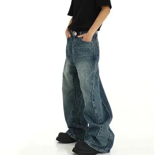 VIBE Baggy Embroidered Wide Leg Denim Jeans Size US 34 / EU 50 - 7 Thumbnail