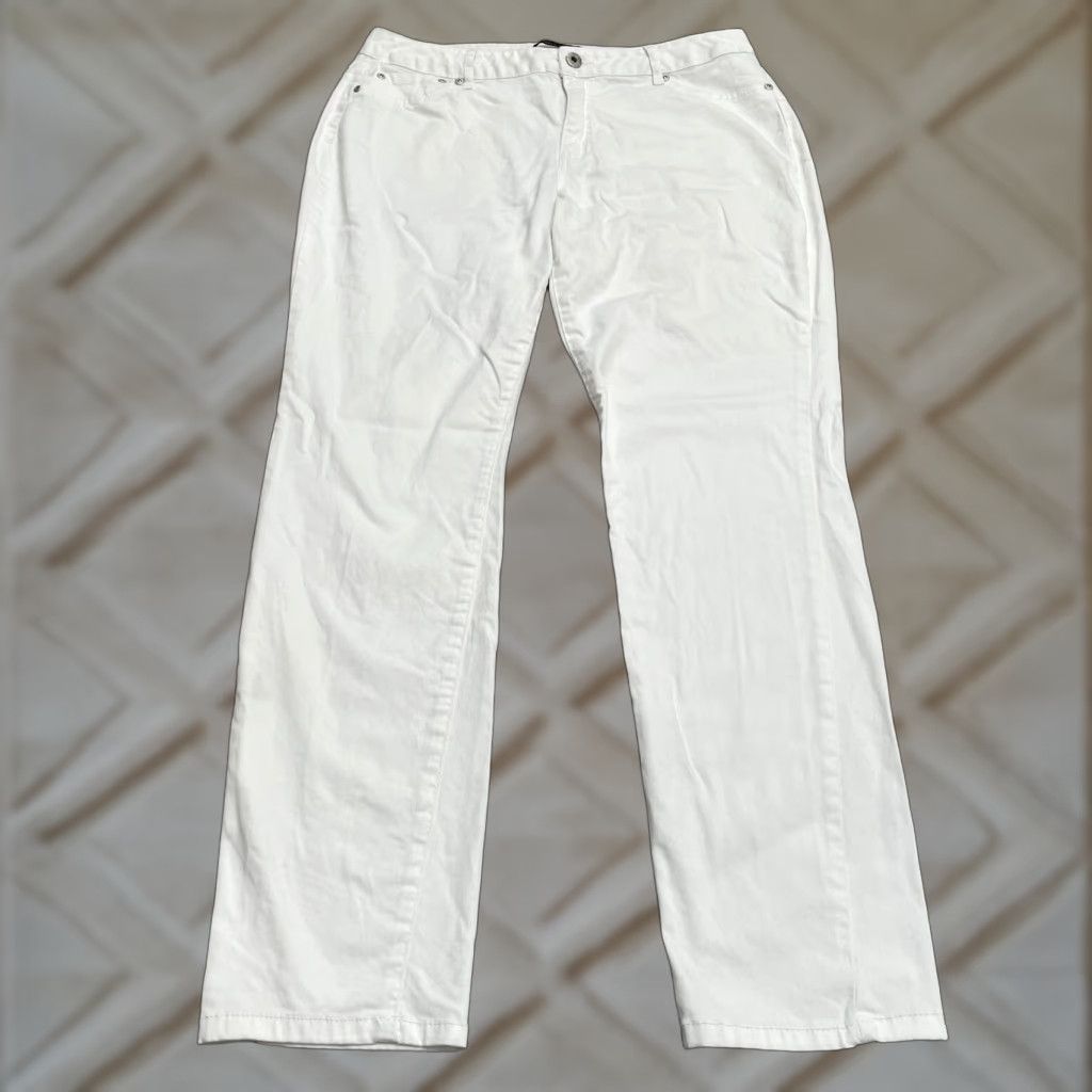 Vintage Ashley Stewart Jeans Womens 14 White High Rise Straight Lightweight 34x31 Size 36" / US 14 / IT 50 - 1 Thumbnail