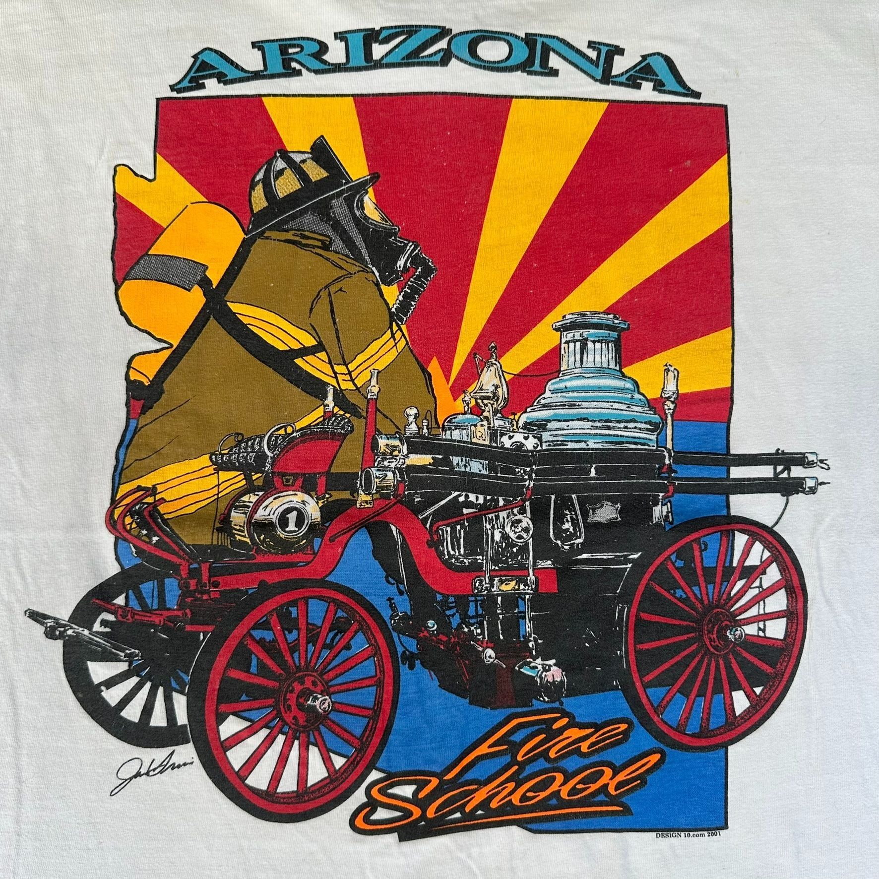 Hanes Vintage Y2K Arizona Firefighter Fire School T-Shirt Thrashed Size US XL / EU 56 / 4 - 2 Thumbnail