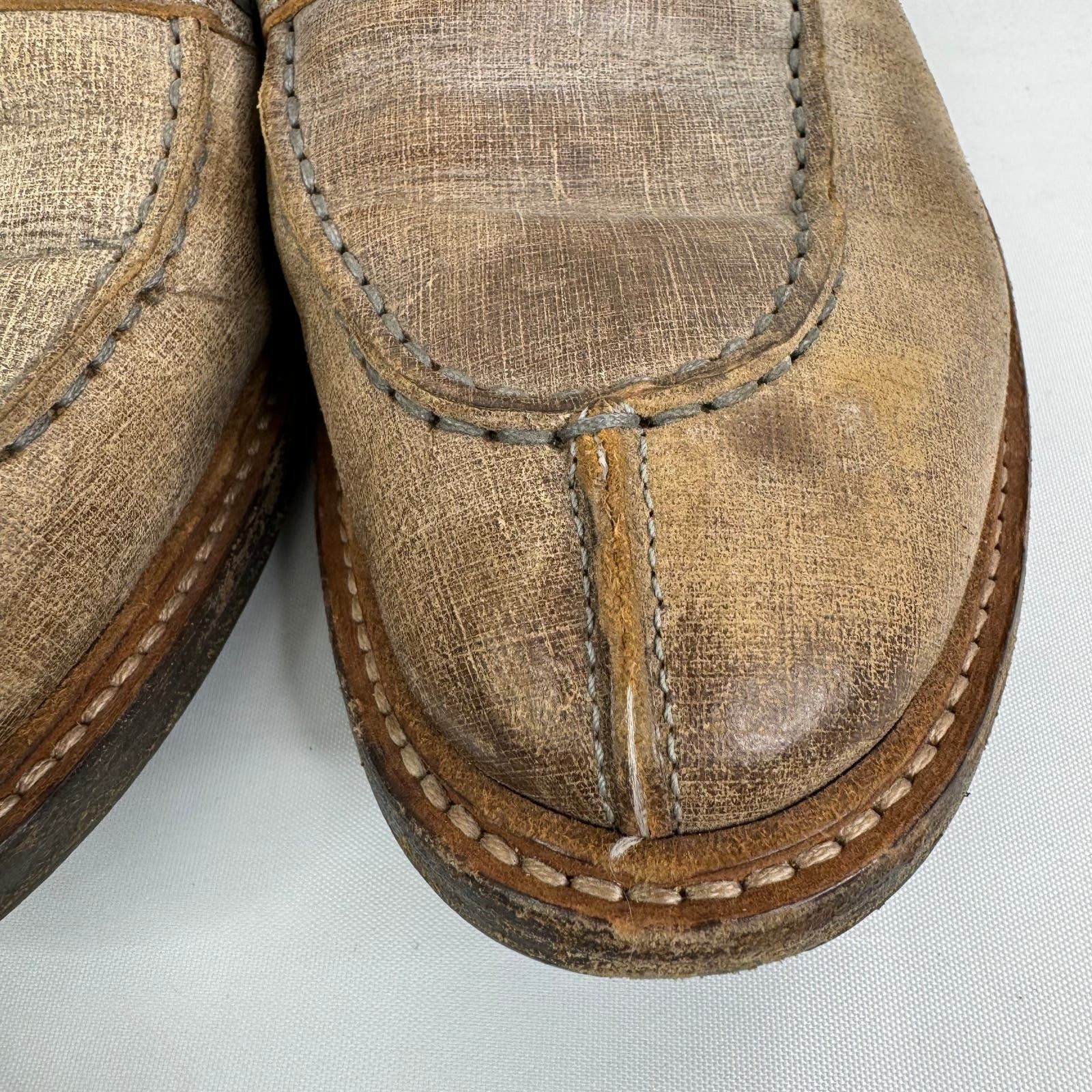 Brunello Cucinelli BRUNELLO CUCINELLI Leather Whipstitch Trim Brown Loafers Size US 6 / EU 39 - 14 Thumbnail