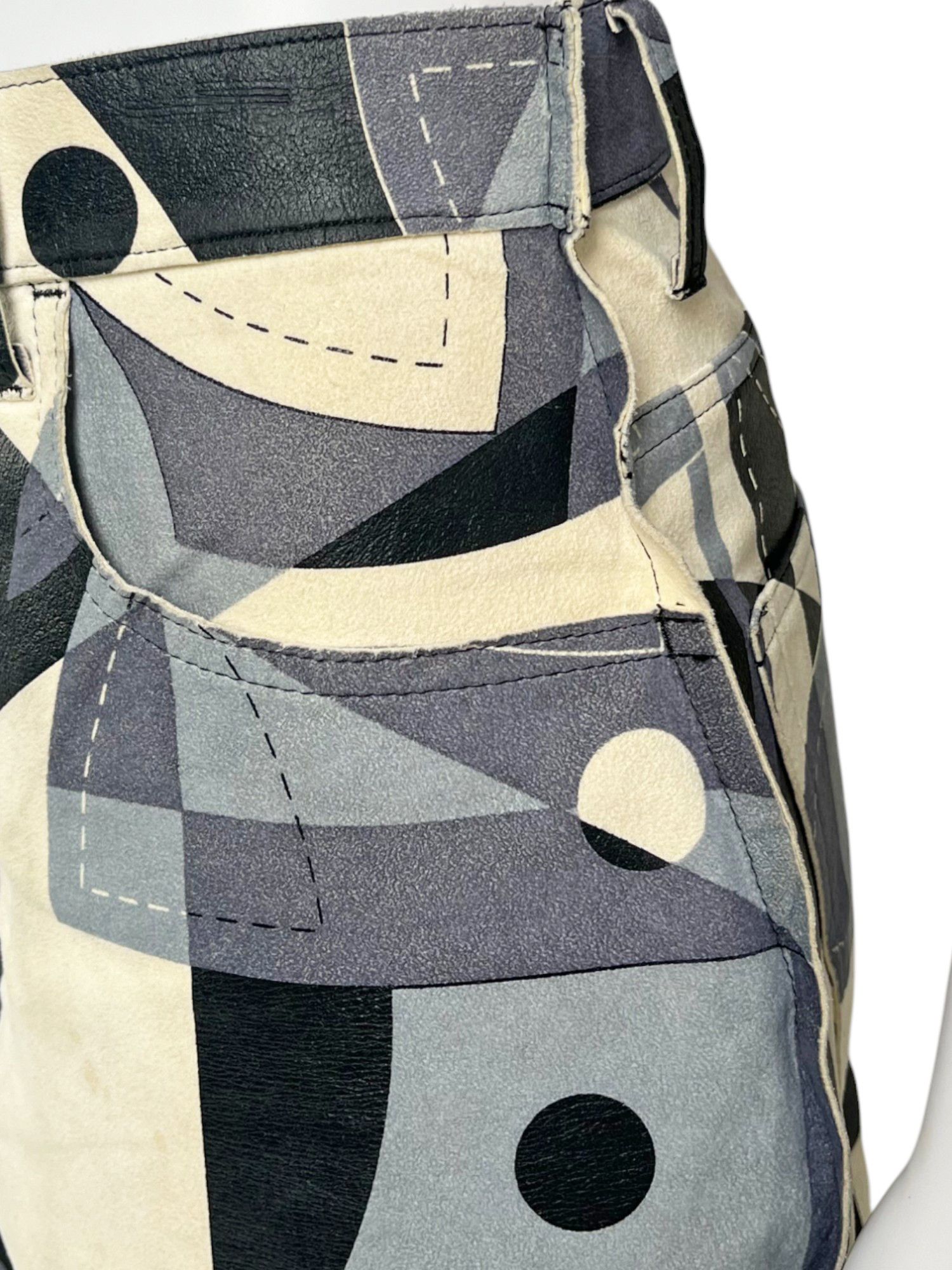 Junya Watanabe S/S 2015 Geometric Light Blue/Black High Waisted Shorts Size 27" / US 4 / IT 40 - 11 Thumbnail