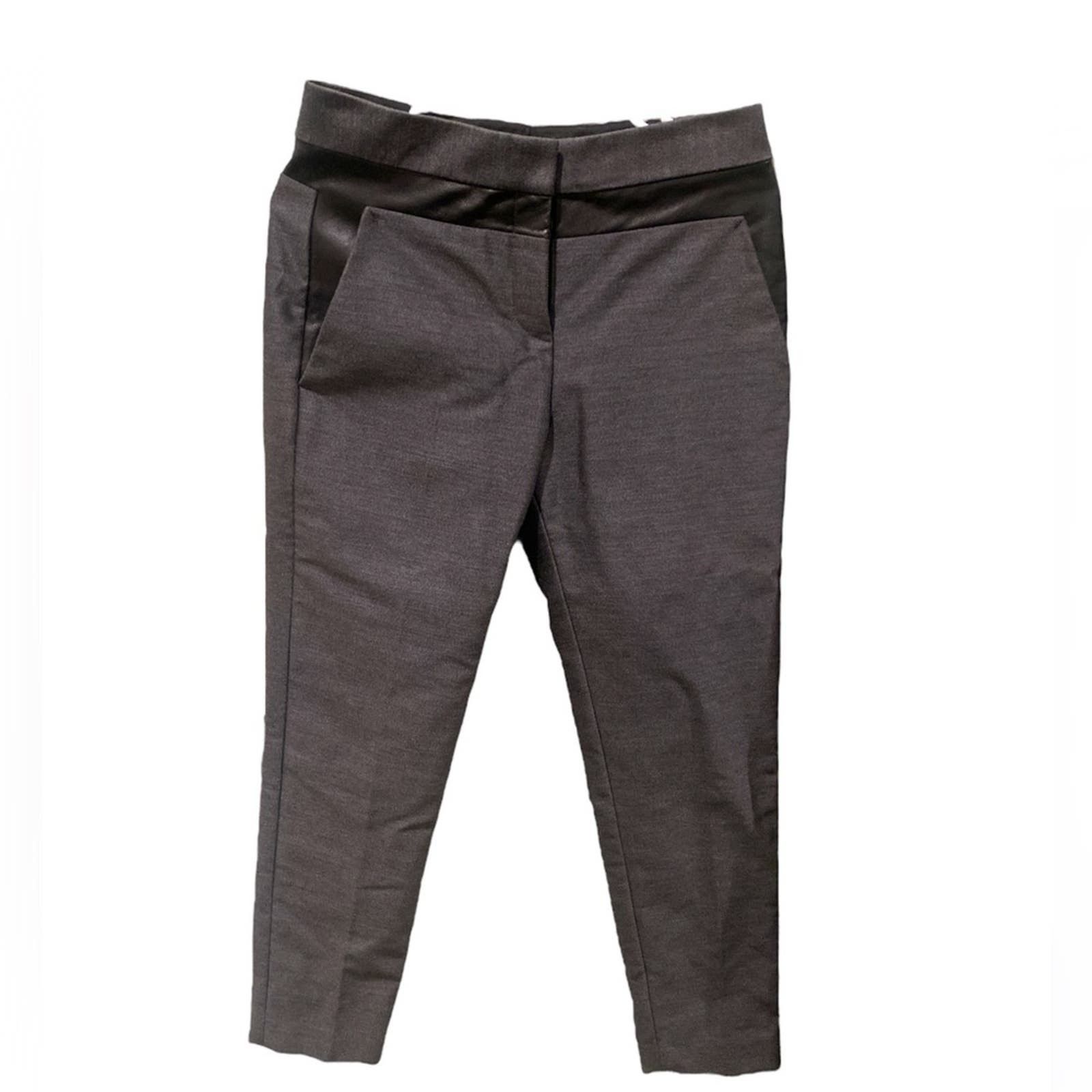 image of Alexander Wang Wool/leather Skinny Leg Trousers Sz. 2 Gray in Grey, Women's (Size 26)