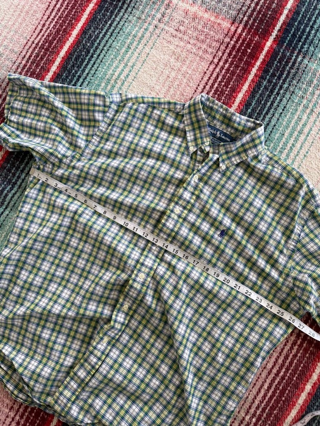 Ralph Lauren × Vintage Men's Ralph Lauren Casual Button Down Shirt L Green Blue Pla Size US L / EU 52-54 / 3 - 7 Thumbnail
