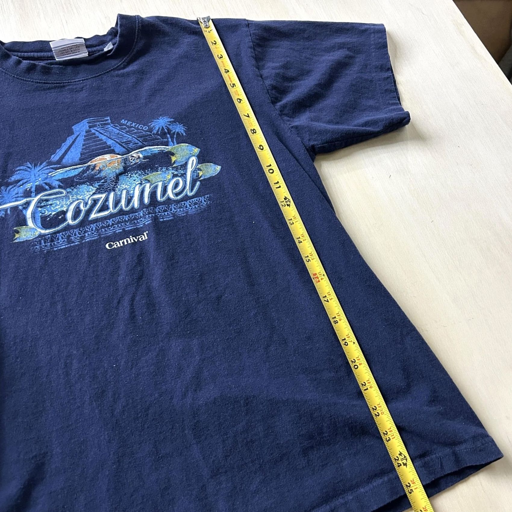 Vintage Cozumel Mexico Tropical Travel Graphic T-Shirt Mens Large Blue Carnival Souvenir Shirt Size US L / EU 52-54 / 3 - 5 Thumbnail