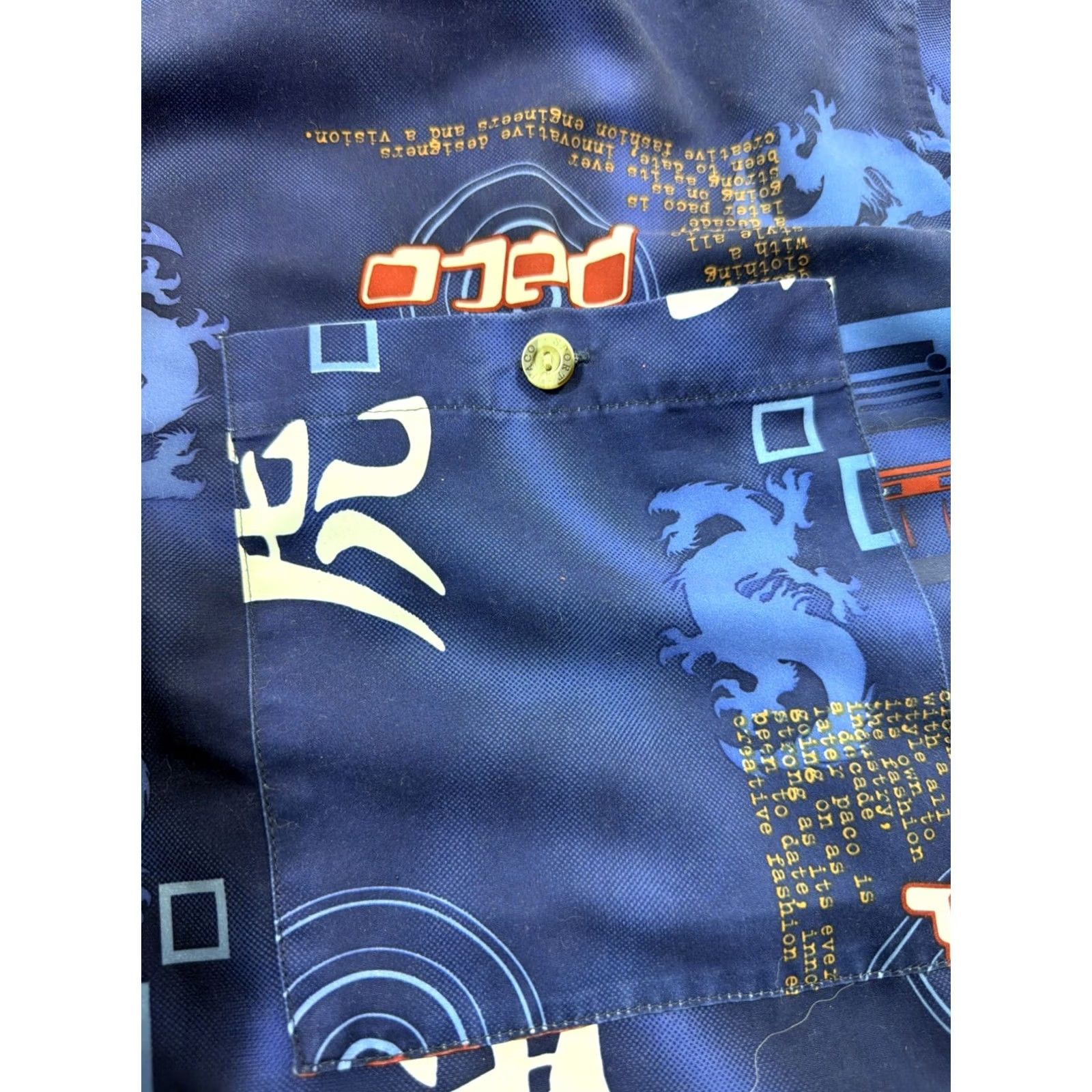 Vintage VINTAGE Paco Shirt Adult Large Blue Asian Dragon Streetwear Button Men L Flaw Size US L / EU 52-54 / 3 - 7 Thumbnail