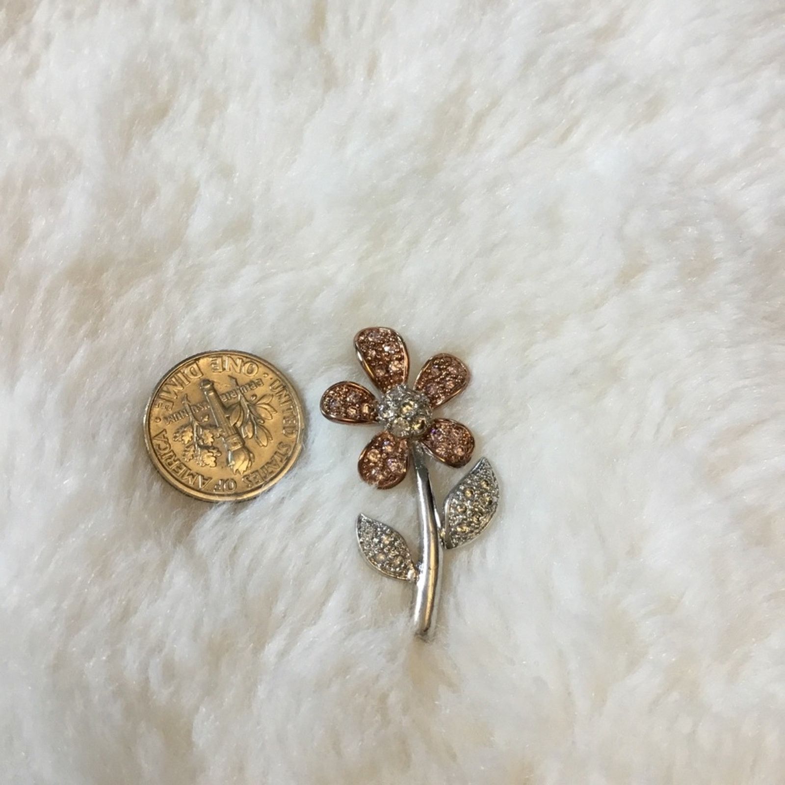 Other Sterling Silver Petal Two-Tone Crystals Pendant Size ONE SIZE - 6 Thumbnail