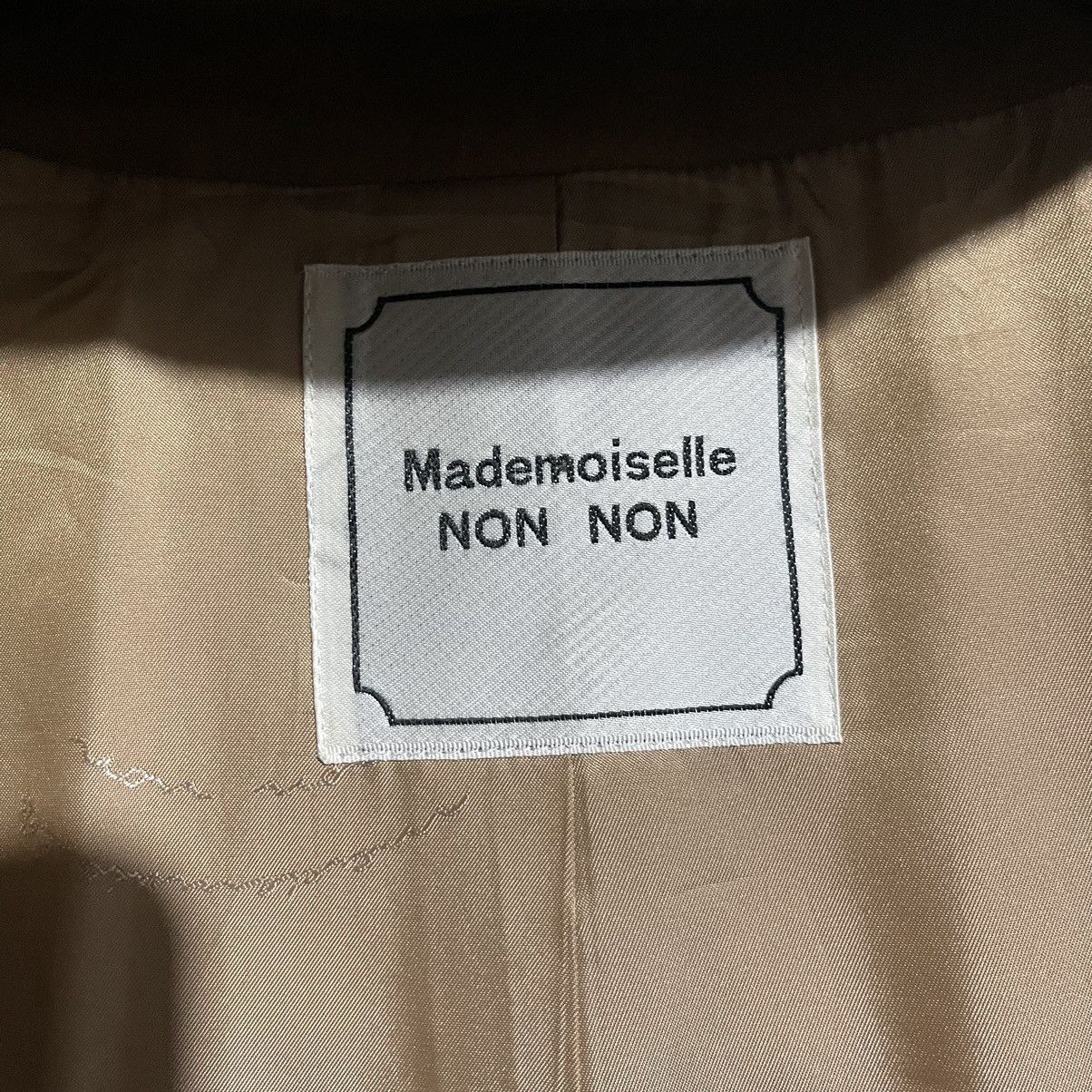Vintage Mademoiselle NON NON Hooded Duffle Coat Camel Brown