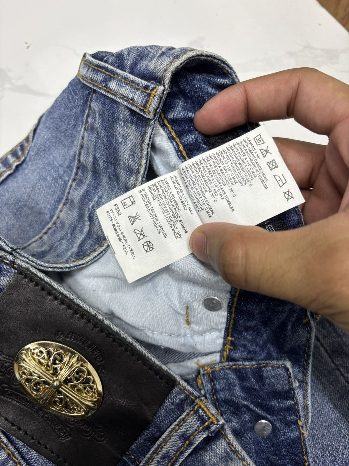 4GSELLER Chrome Hearts Symbol Jeans by Amarone Distressed Denim Size US 30 / EU 46 - 14 Thumbnail