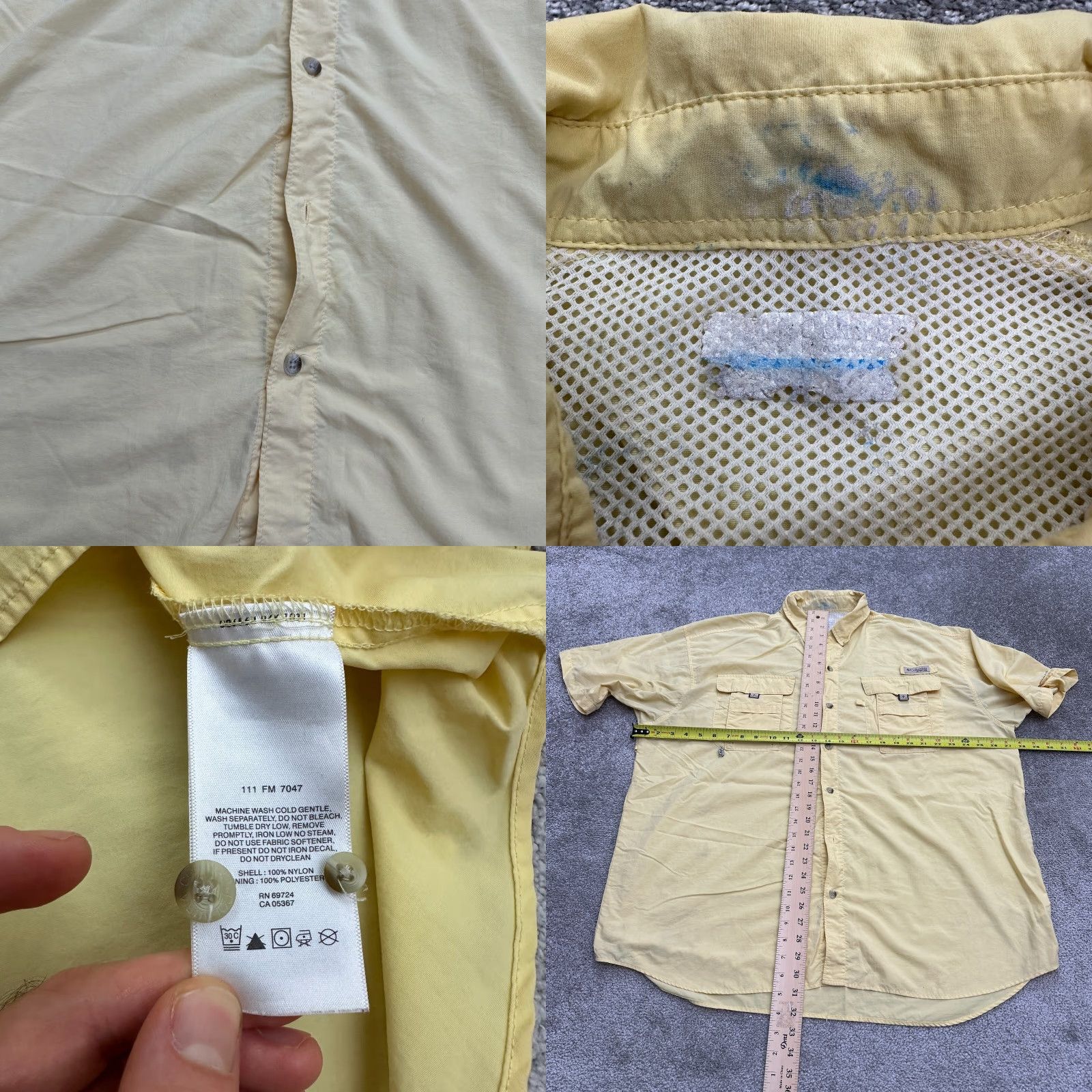 Vintage Columbia PFG Omni Shade Bahama Shirt Mens 2XL Yellow Button-Down Short Sleeve Size US XXL / EU 58 / 5 - 8 Thumbnail