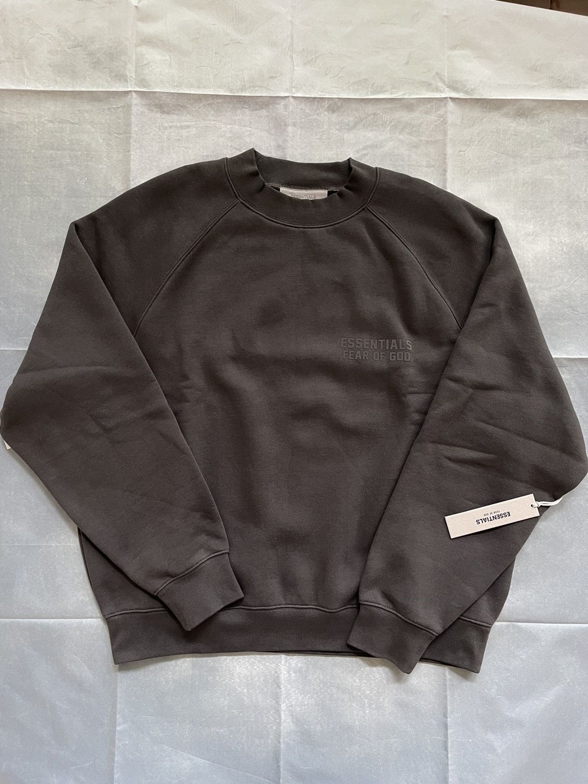 image of Essentials Fear Of God Off-Black Crewneck Sweatshirt (M) in Off/Black, Men's