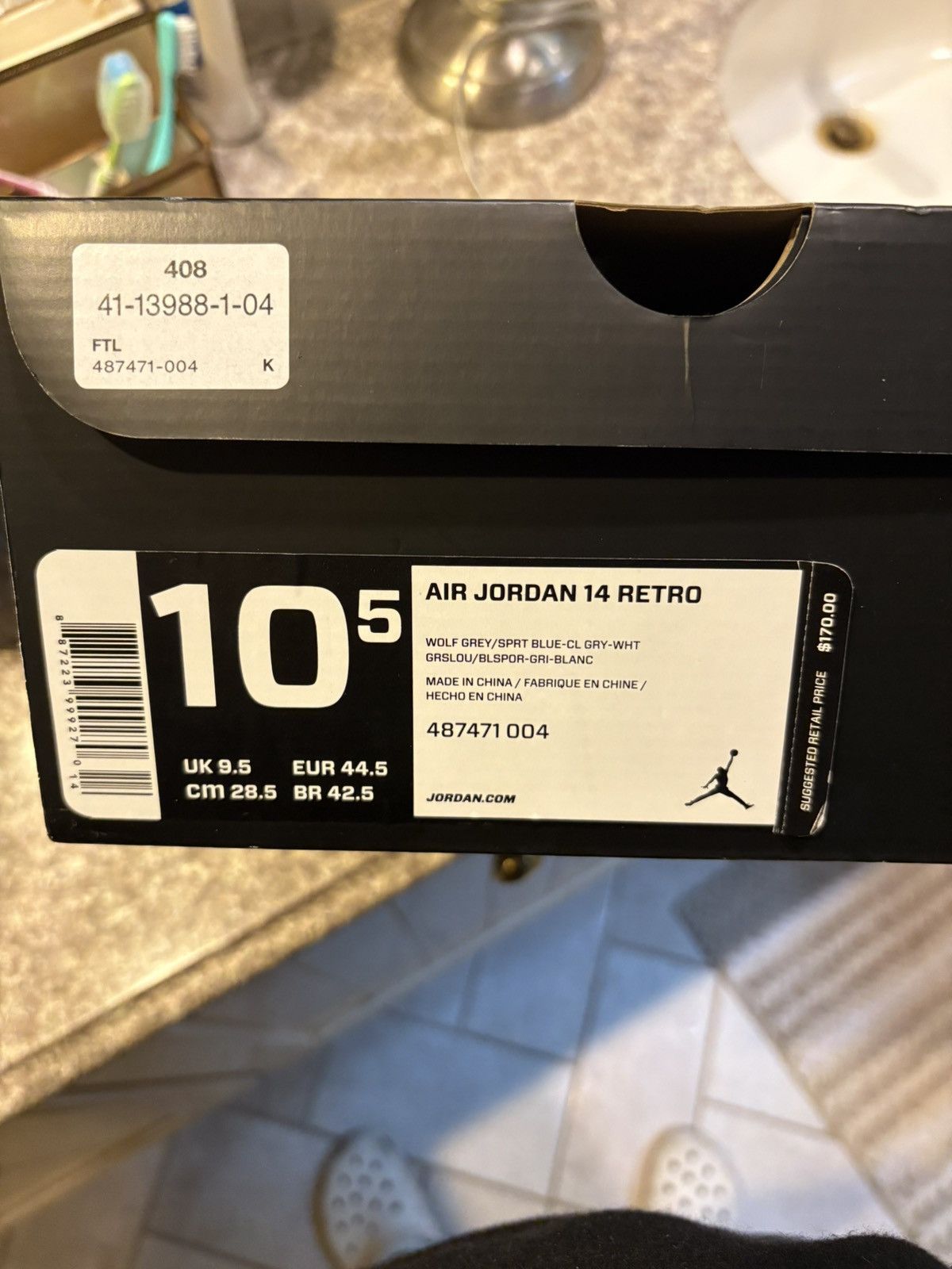 Jordan Brand × Nike Men’s Jordan 14 Retro Wolf Gray Size US 10.5 / EU 43-44 - 9 Thumbnail