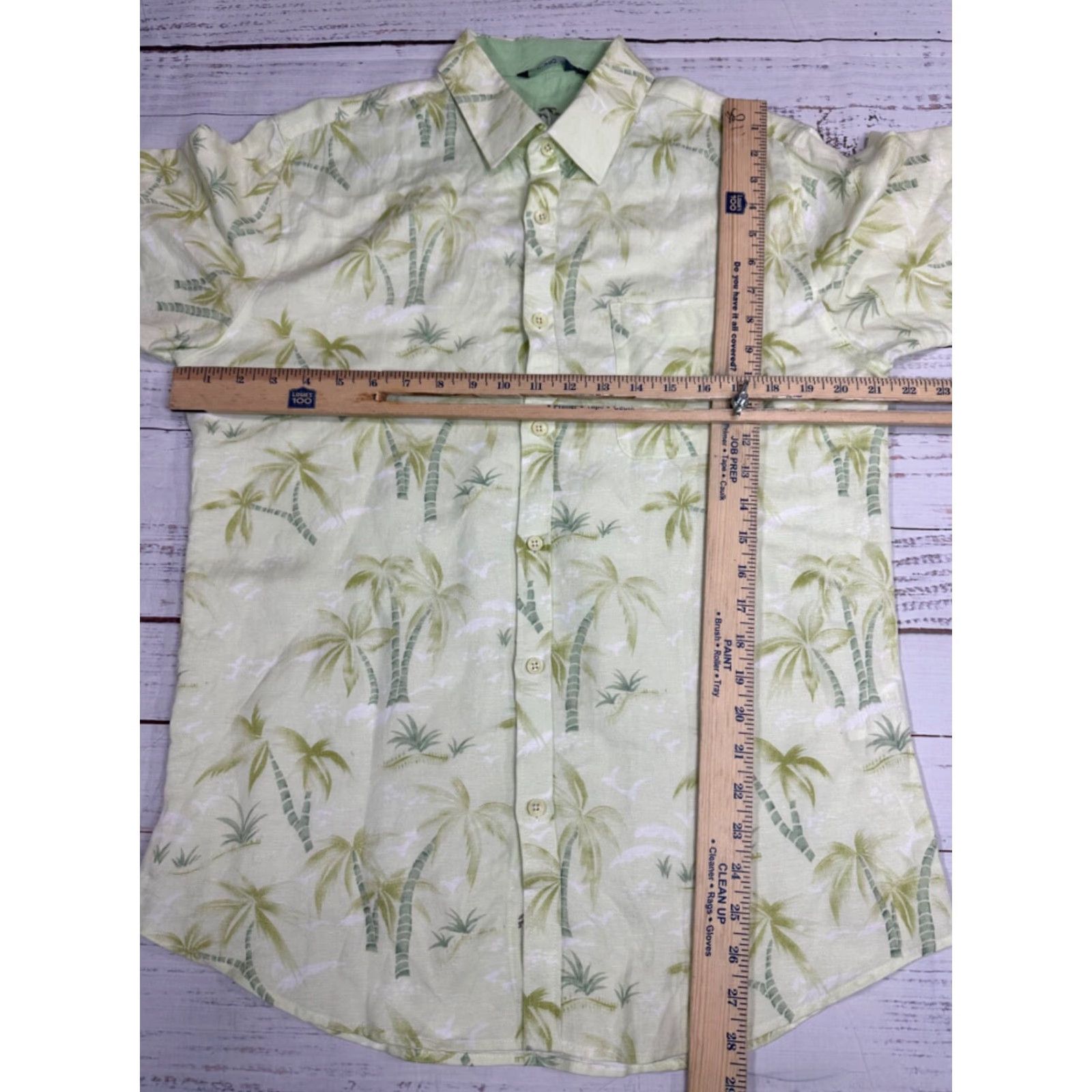 Vintage Bohio Mens Button-Up Short Sleeve Linen Blend Green Palm Tree Print Shirt M Size US M / EU 48-50 / 2 - 2 Thumbnail