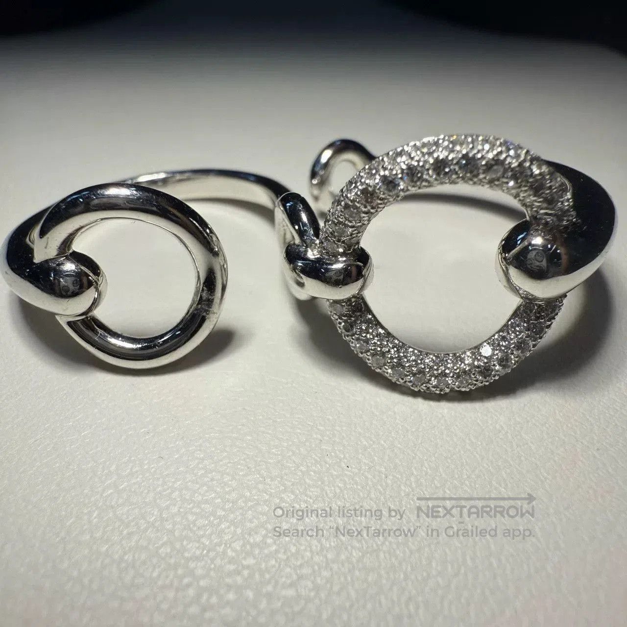 Hermes Hermes Double Light White Gold Ring. Size ONE SIZE - 6 Thumbnail