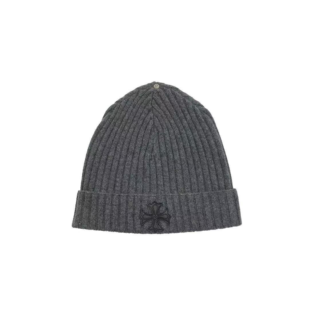 Chrome Hearts Chrome Hearts Gray Cashmere Leather Cross Beanie Size ONE SIZE - 1 Thumbnail