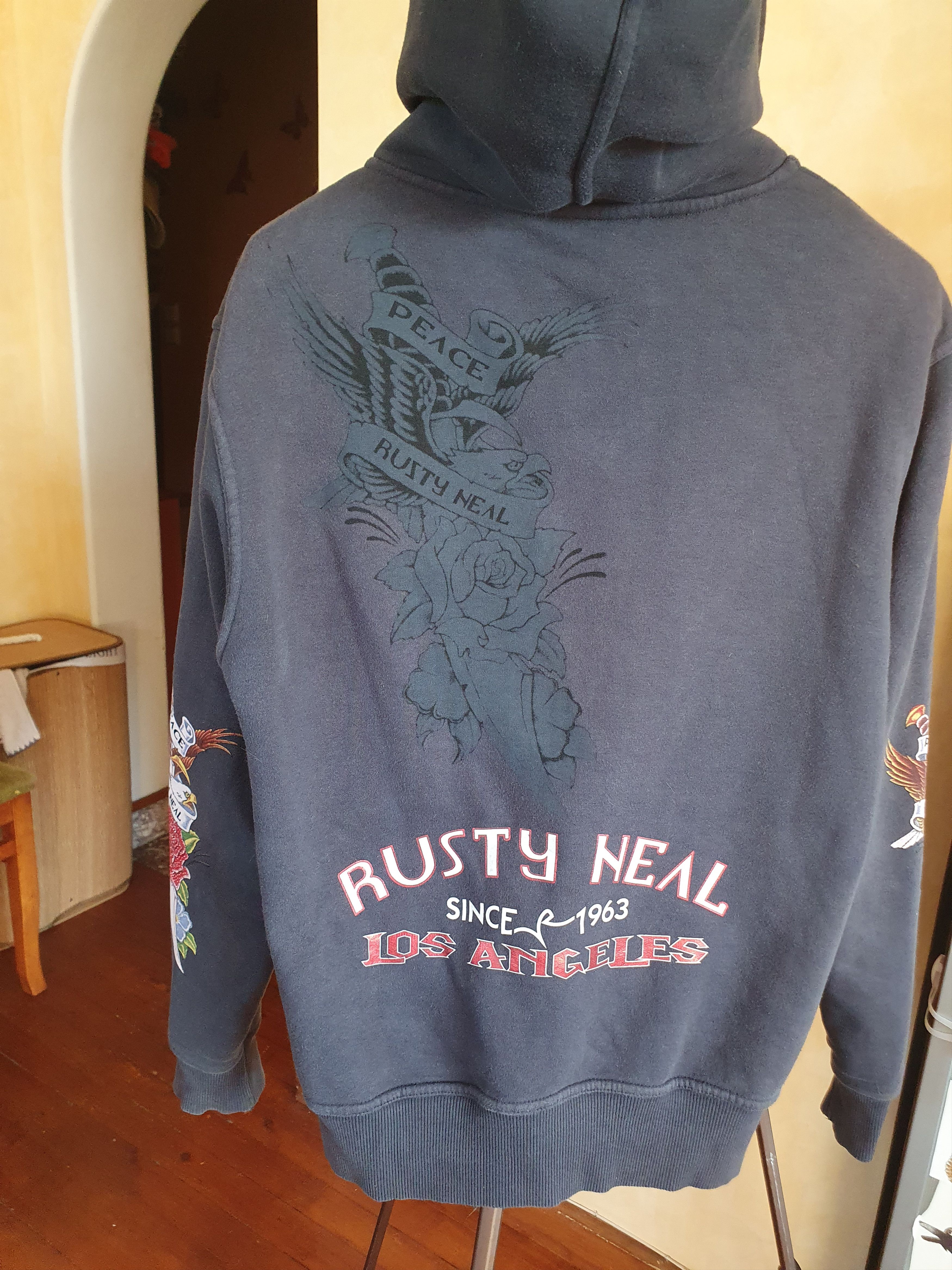 Vintage Rusty Neal LA Eagle Peace Rhinestones Hoodie Vintage Y2K Size US L / EU 52-54 / 3 - 13 Thumbnail