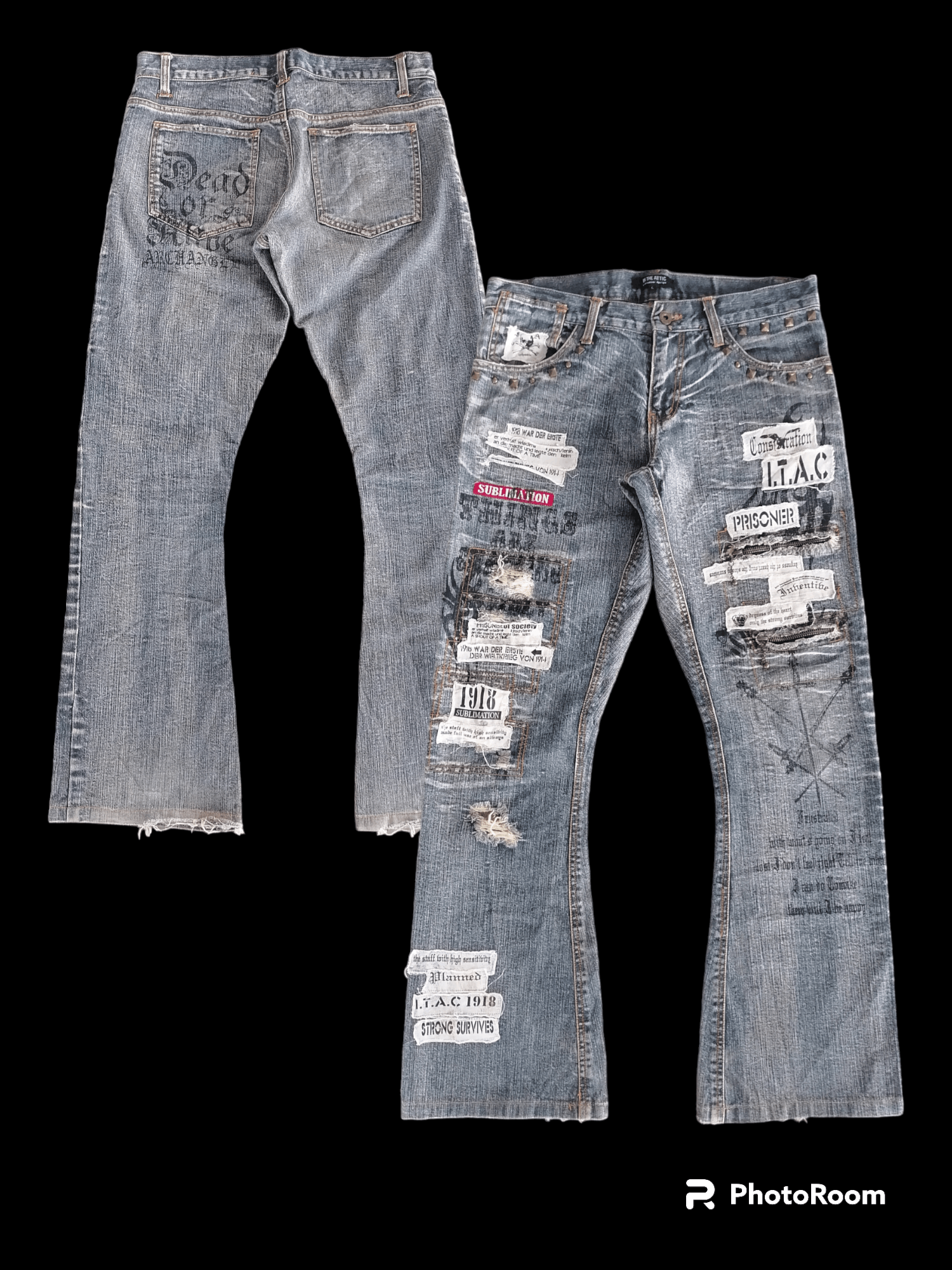 Seditionaries Flare Jeans In The Attic Gothic Erd Distressed Denim Pants Size US 31 - 1 Thumbnail