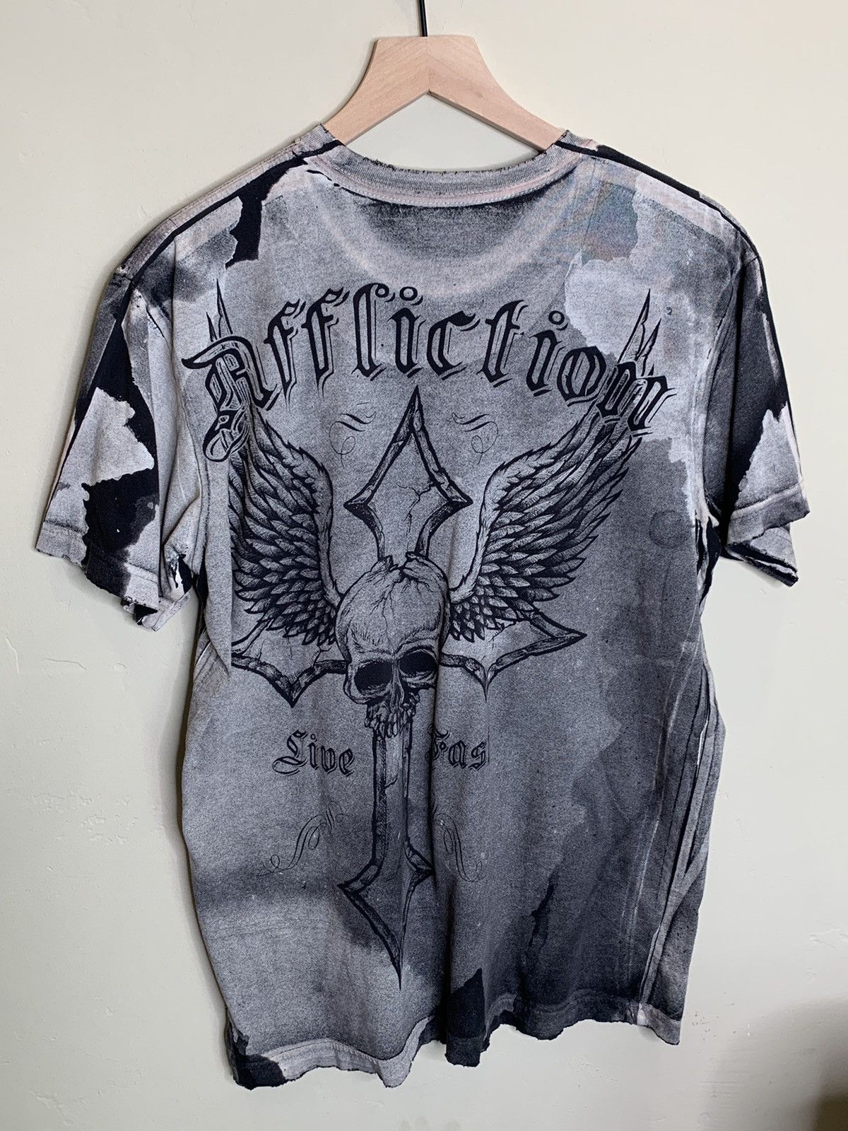 Affliction × Vintage *RARE* Vintage Affliction USA-Made Distressed Faded T-Shirt Size US L / EU 52-54 / 3 - 2 Thumbnail