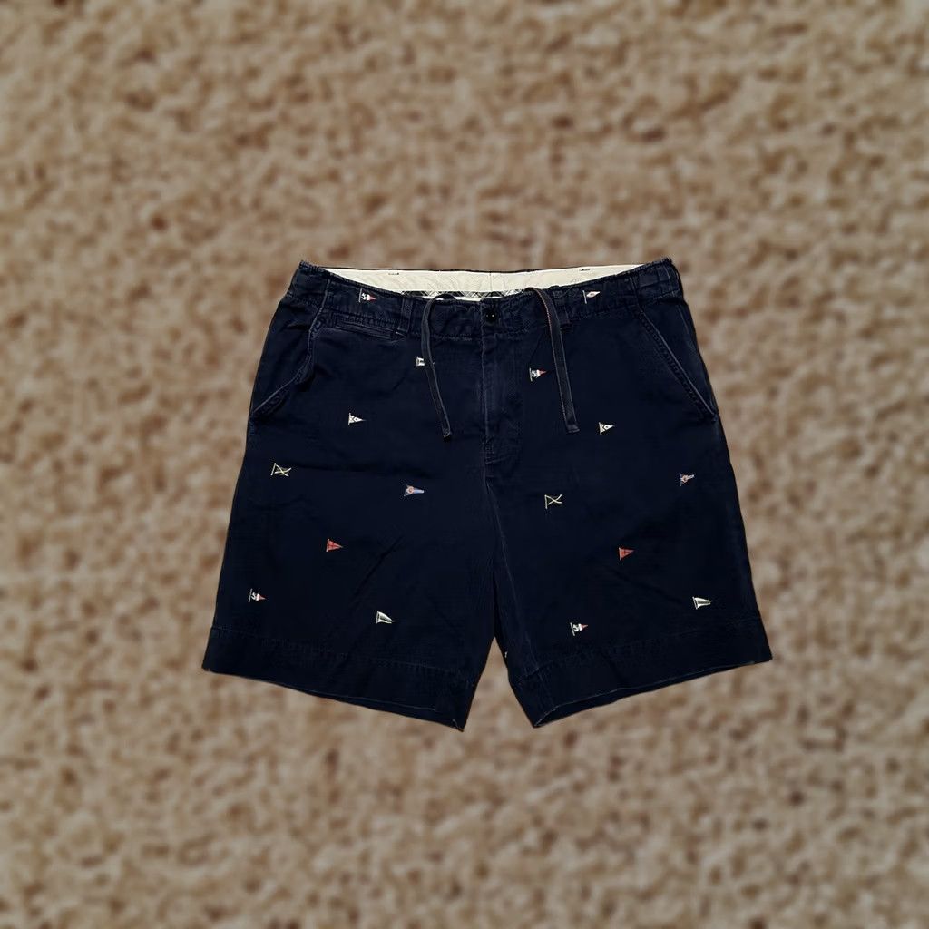 Polo Ralph Lauren VINTAGE Polo Ralph Lauren Nautical Flags Knots Navy Drawstrings Chino Shorts Men's 38 Blue 100% Cotton Size US M / EU 48-50 / 2 - 1 Thumbnail