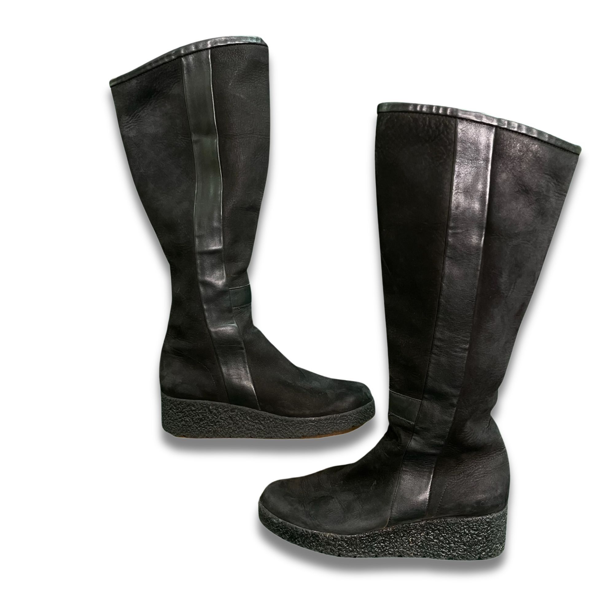 Calvin Klein Calvin Klein Black Suede Tall Wedge Boots Women’s Size 6.5 W Size US 6.5 / IT 36.5 - 4 Thumbnail