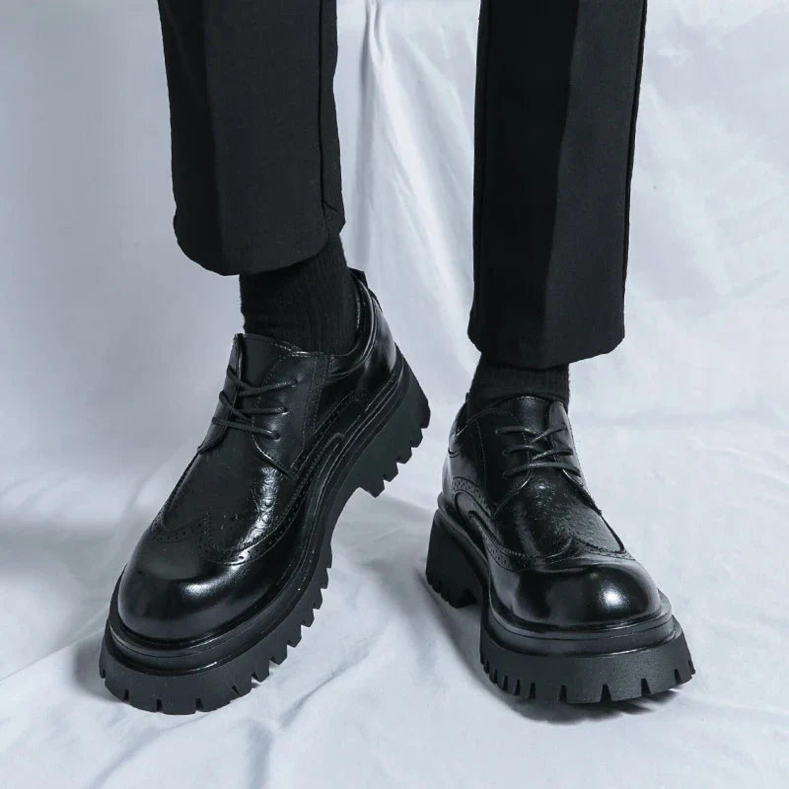 Leather Chunky Sole Brogue Shoes Size US 7 / EU 40 - 5 Thumbnail