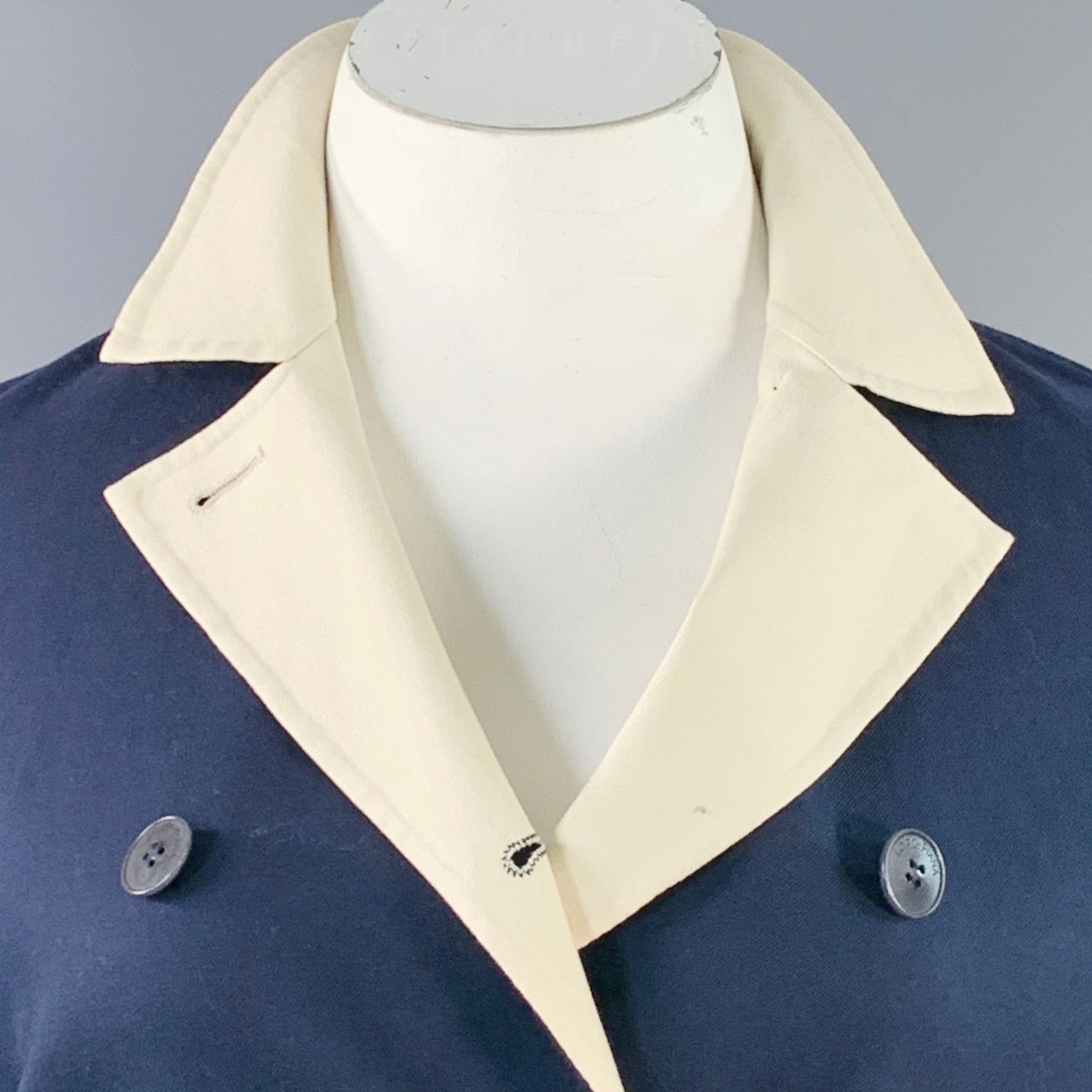 Loro Piana LORO PIANA Caleb Navy Cotton Double Breasted Jacket Blazer Size XL / US 12-14 / IT 48-50 - 3 Thumbnail