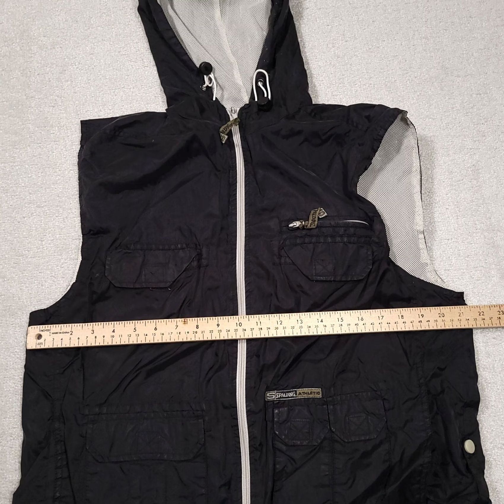 Spalding VINTAGE Spalding Jacket Mens Large Black Sleeveless Windbreaker Hooded 90s Size US L / EU 52-54 / 3 - 7 Thumbnail