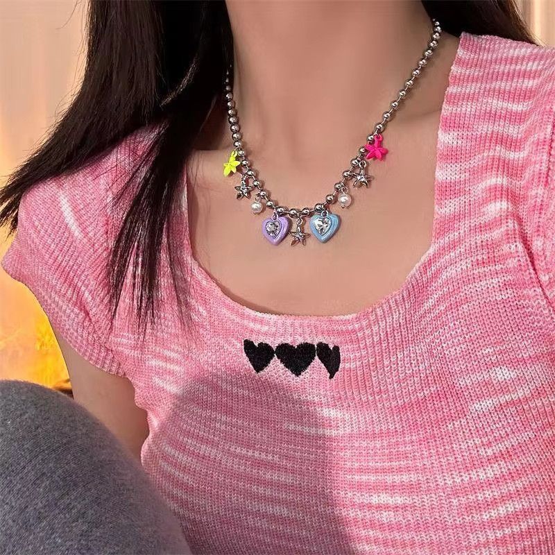 Jewelry Colorful Love Star Pendant Tassel Necklace Size ONE SIZE - 6 Thumbnail