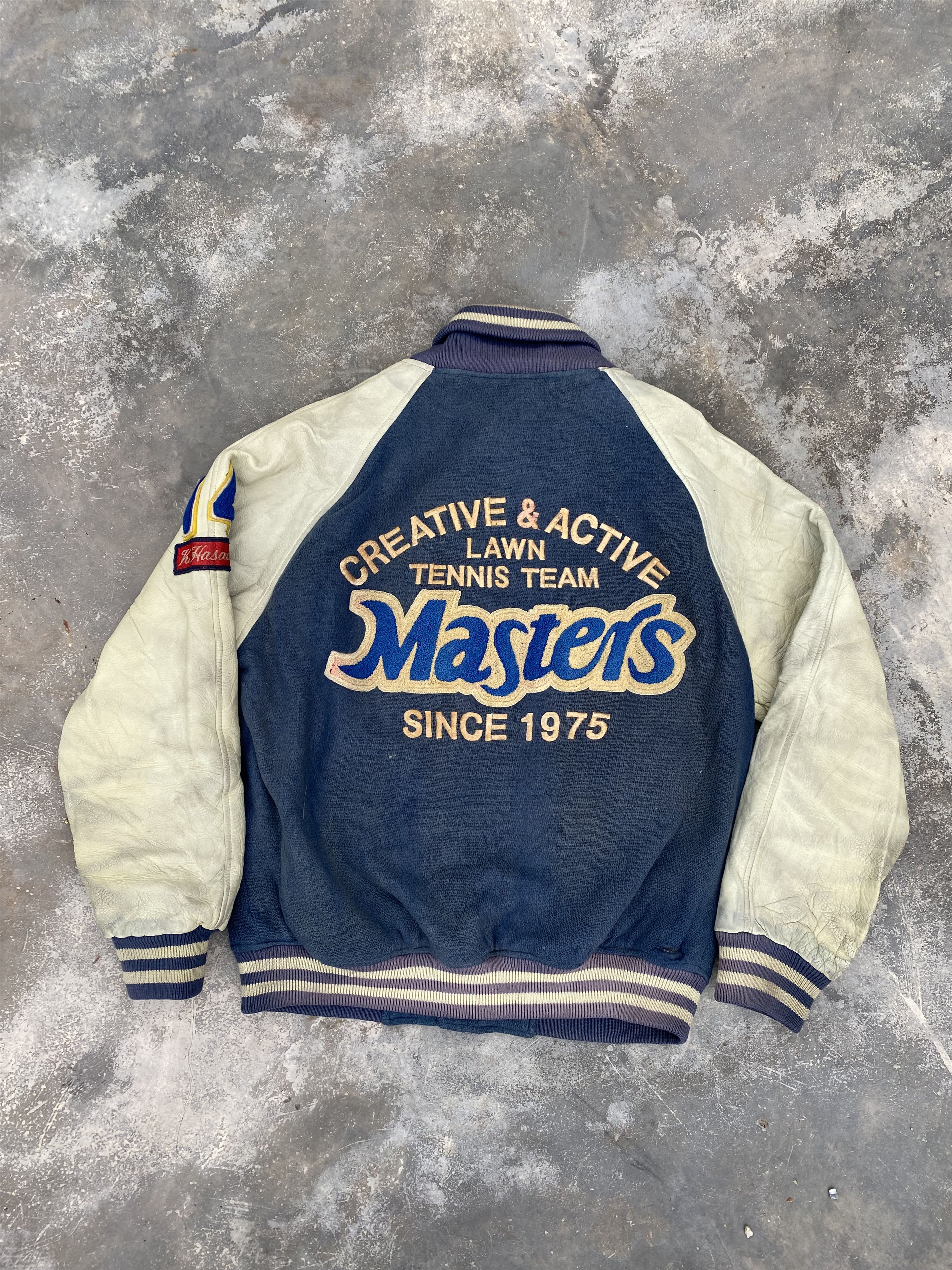 Japanese Brand Distressed Kanagawa University sleeve leather varsity Size US L / EU 52-54 / 3 - 1 Thumbnail