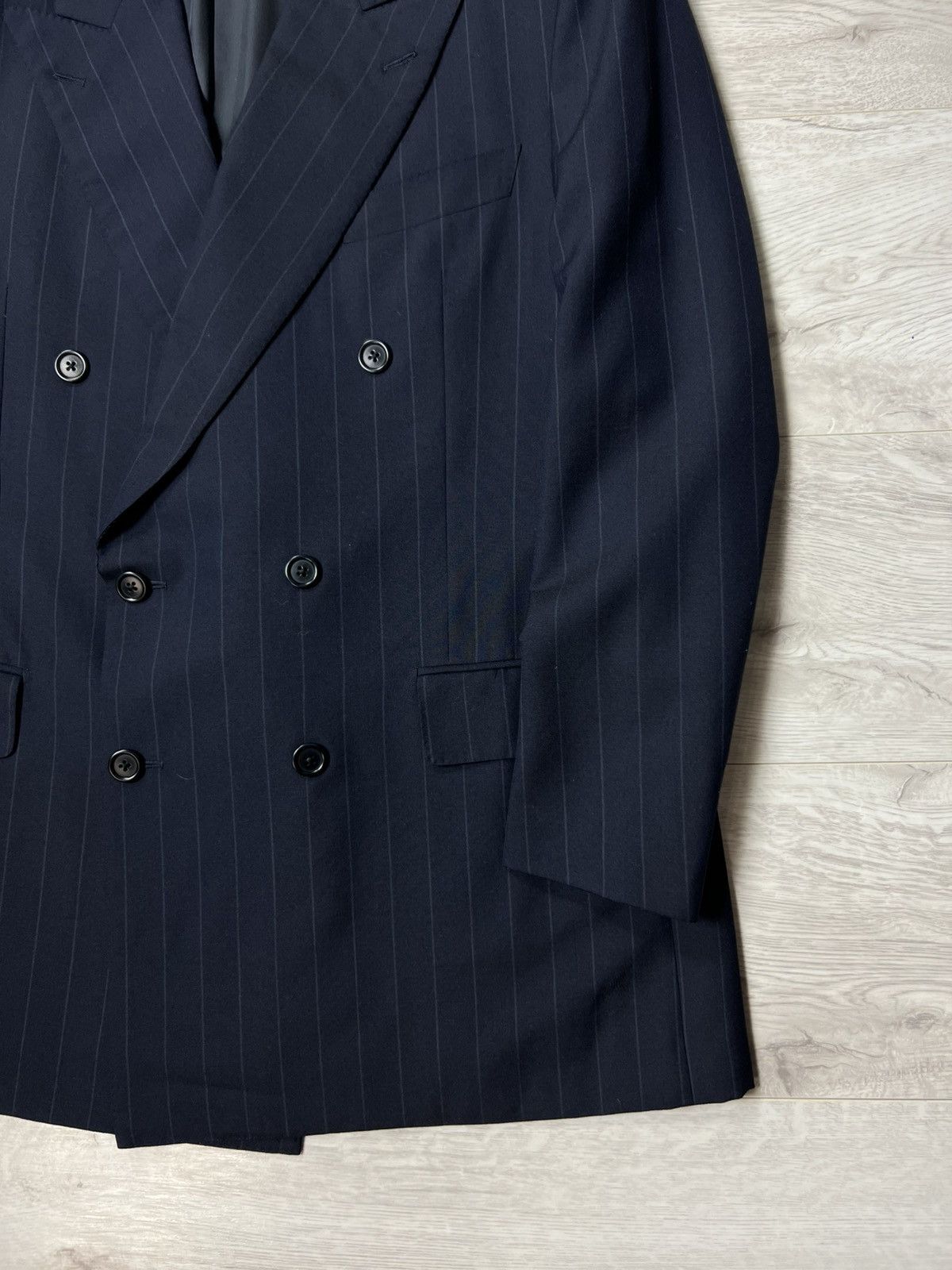Zilli Vintage Zilli Wool Double Breasted Striped Blazer Jacket Size 40R - 6 Thumbnail