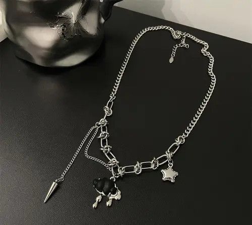Jewelry Silver Chain Necklace with Cloud Charm Size ONE SIZE - 2 Thumbnail