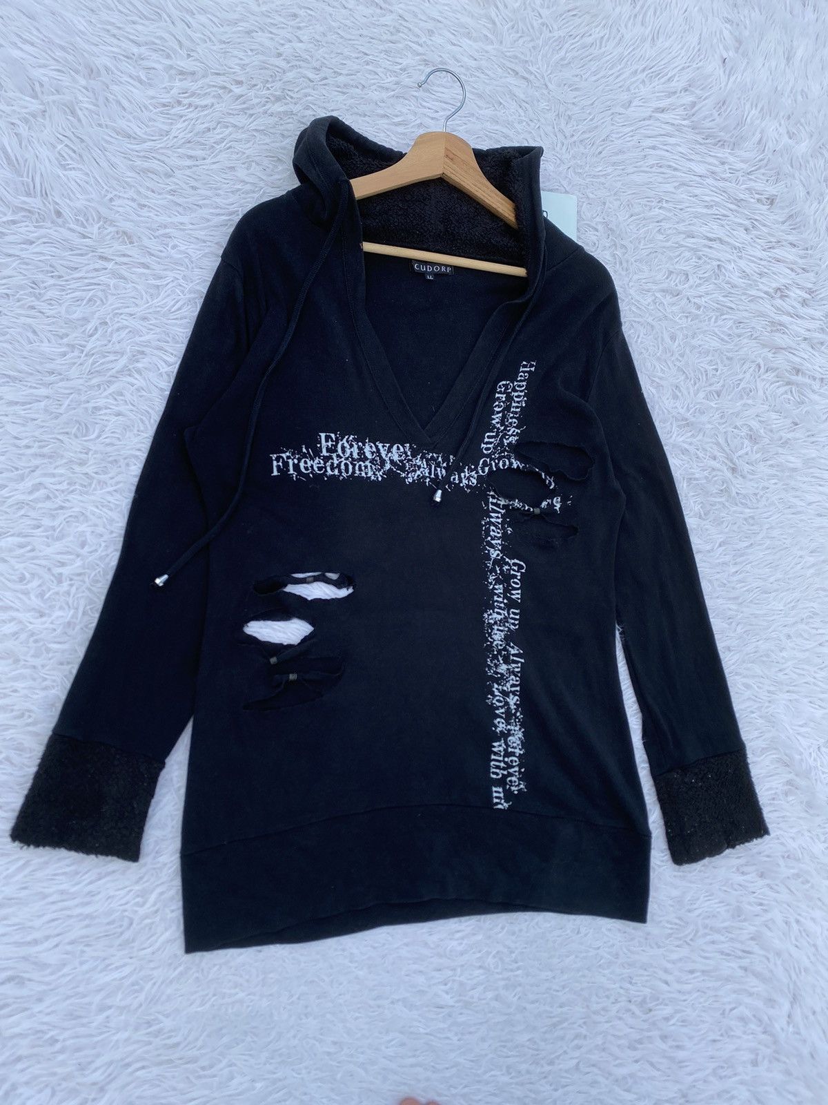 Japanese Brand Rare Vintage Japanese Brand Punk Design Hoodie Size L / US 10 / IT 46 - 2 Thumbnail