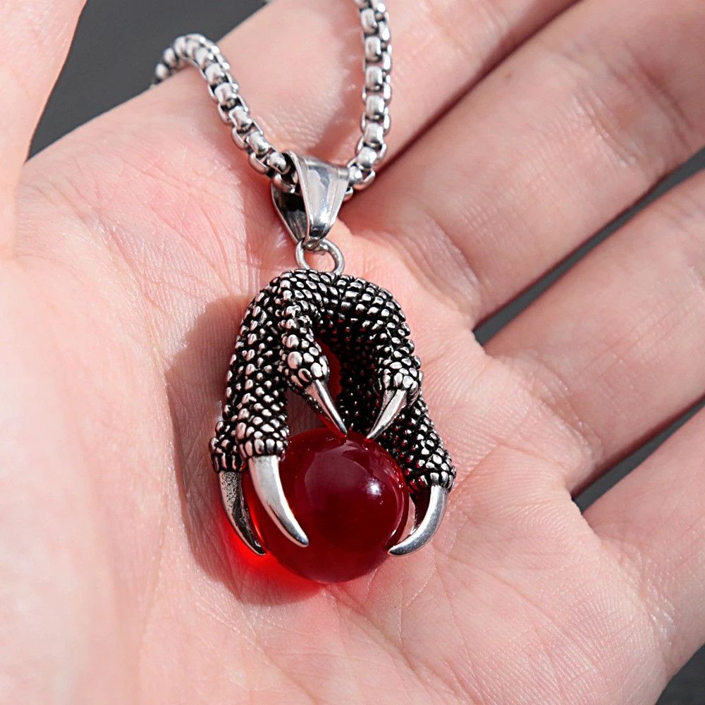 Other Gothic Men Stainless Steel Dragon Claw Pendant Necklace Size ONE SIZE - 1 Thumbnail