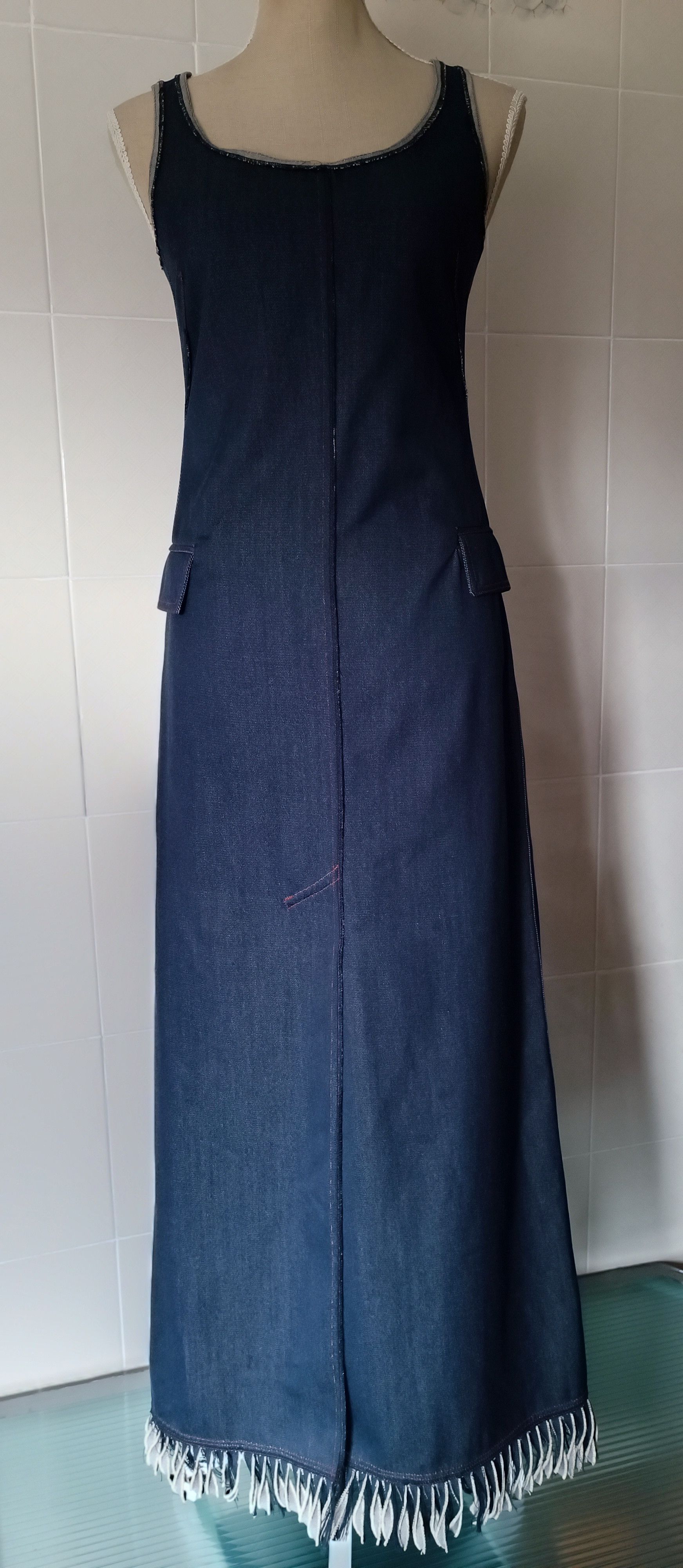Jean Paul Gaultier FW1992/93- Gaultier Jeans - Long dress with fringes Size S / US 4 / IT 40 - 2 Thumbnail