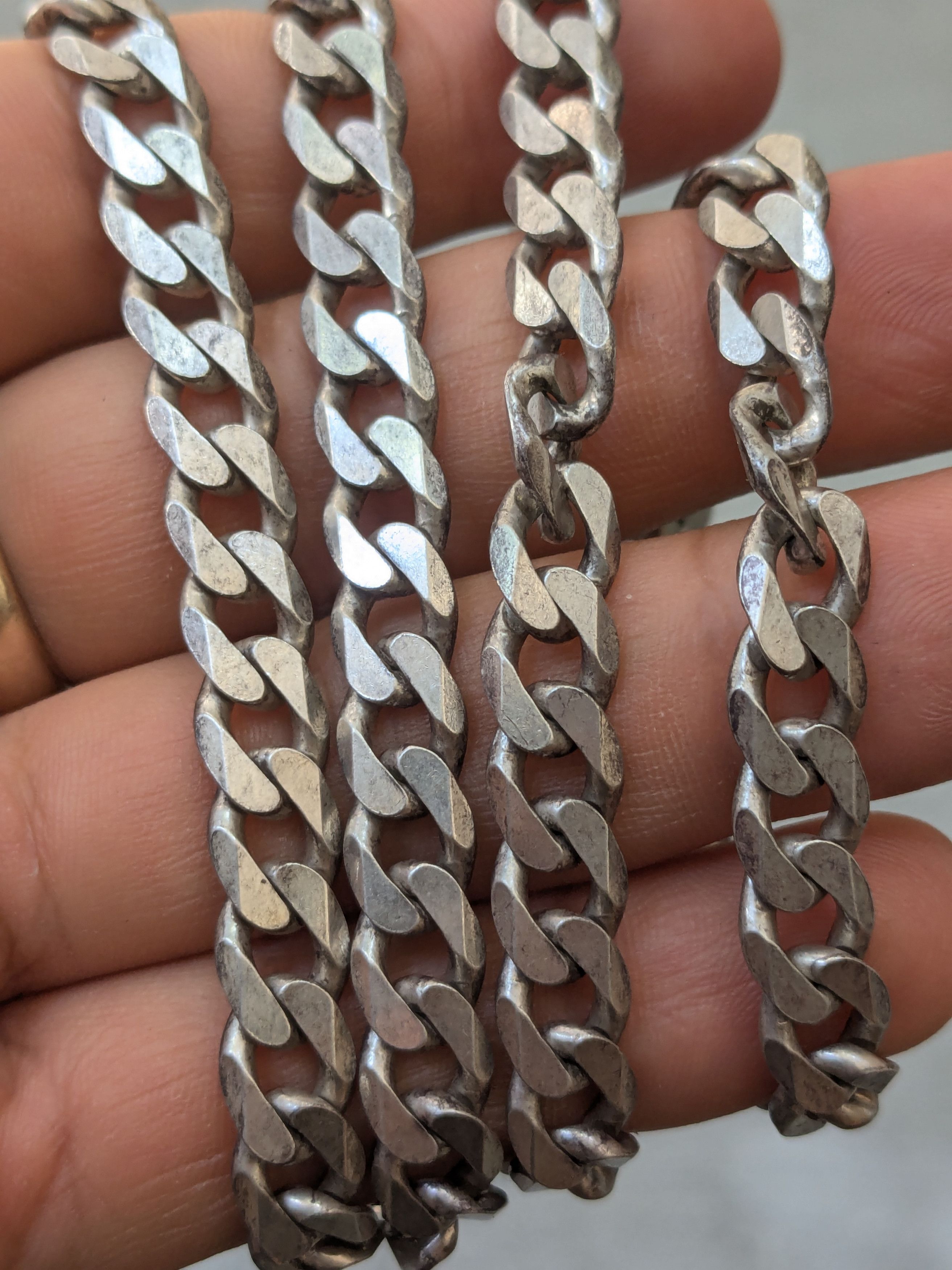 Jewelry Vintage Sterling Silver Necklace Cuban Curb 30" Italy Chain Size ONE SIZE - 14 Thumbnail