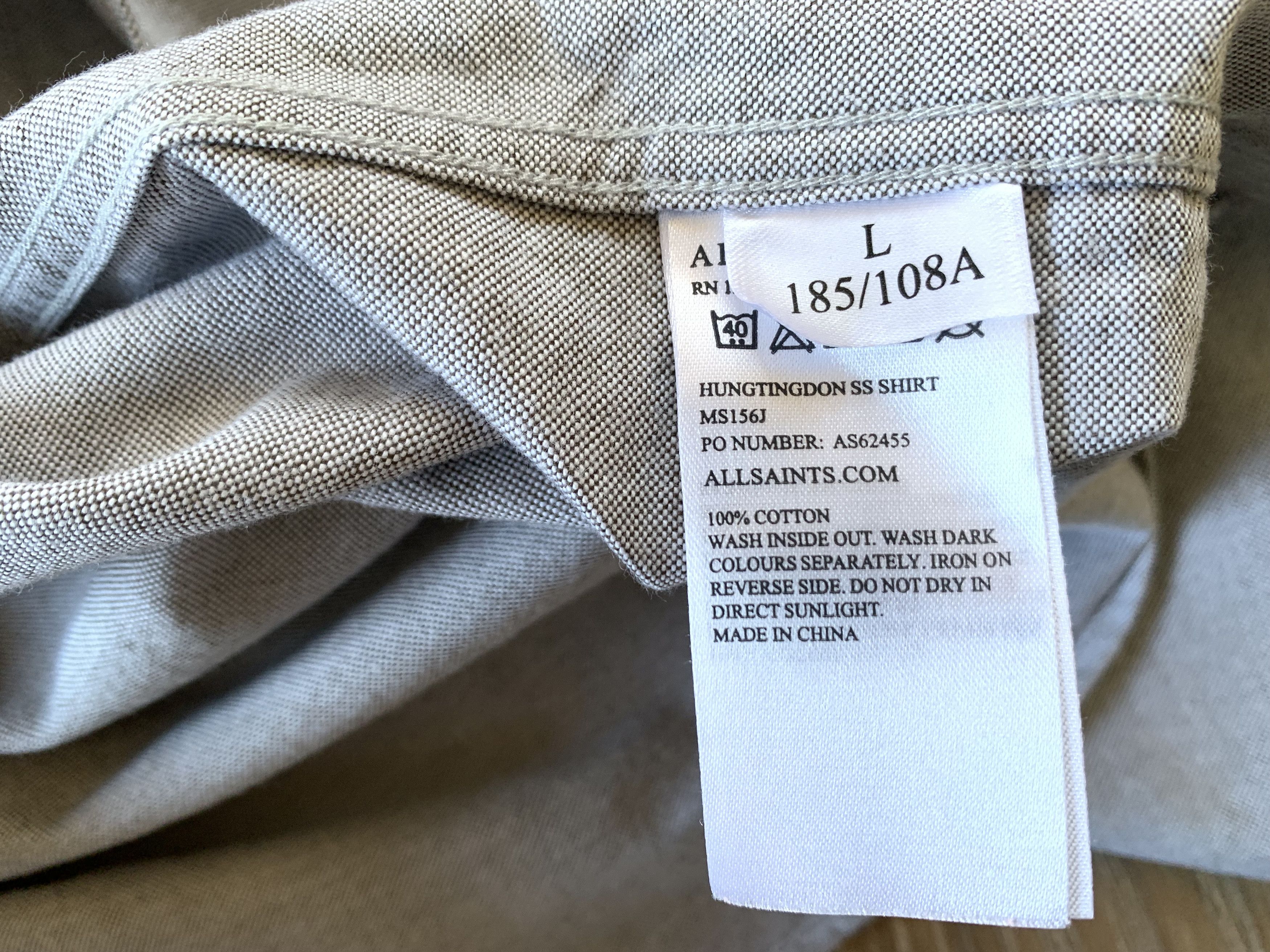 Allsaints Allsaints Cotton Grey Short Sleeve Shirt Size US L / EU 52-54 / 3 - 7 Thumbnail